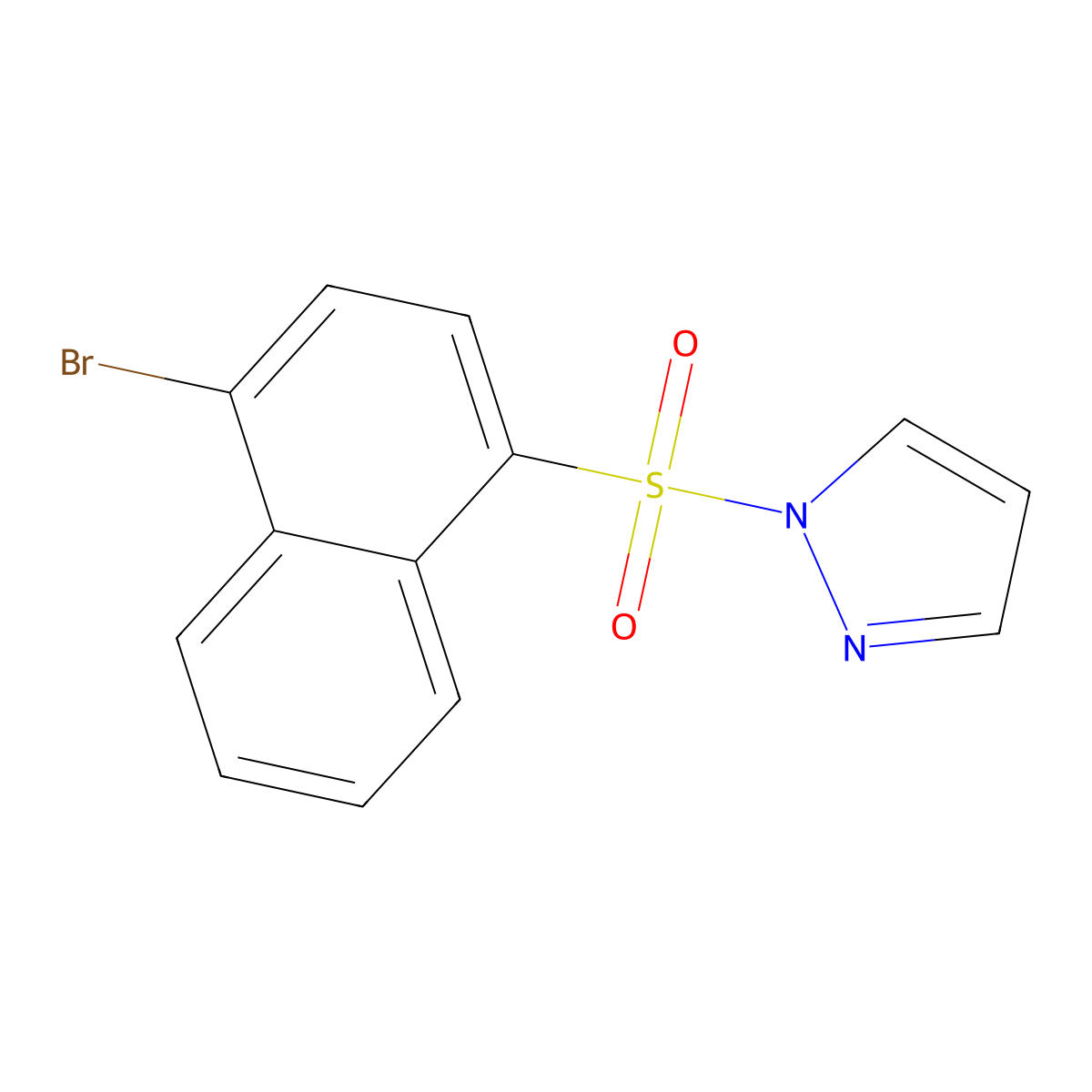 1-[(4-bromo-1-naphthyl)sulfonyl]-1H-pyrazole molecular structure, CAS 1015846-89-5