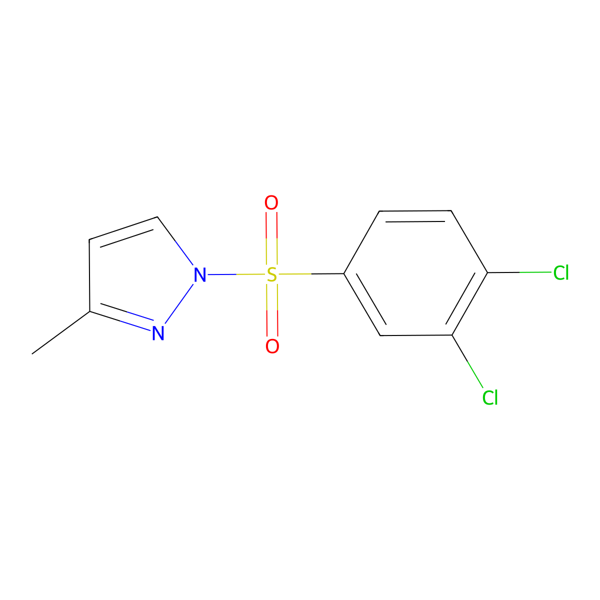 1,2-Dichloro-4-[(3-methylpyrazolyl)sulfonyl]benzene molecular structure, CAS 1015846-96-4
