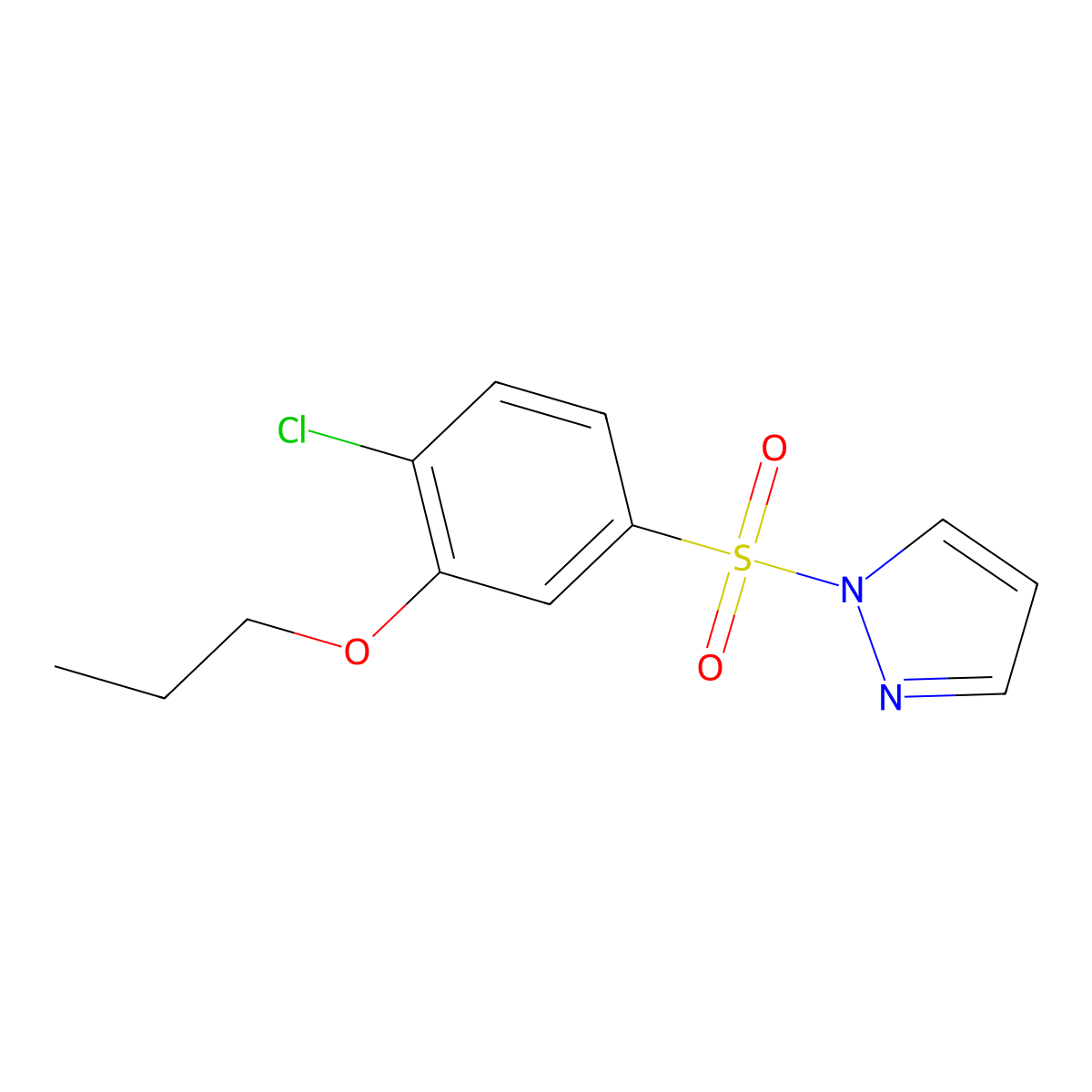 1-[(4-chloro-3-propoxyphenyl)sulfonyl]-1H-pyrazole molecular structure, CAS 1015847-00-3