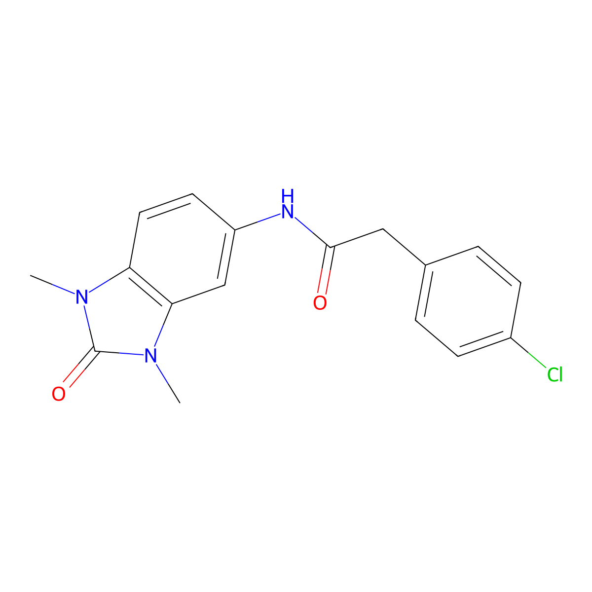 2-(4-chlorophenyl)-N-(1,3-dimethyl-2-oxo-2,3-dihydro-1H-benzimidazol-5-yl)acetamide molecular structure, CAS 1015848-29-9