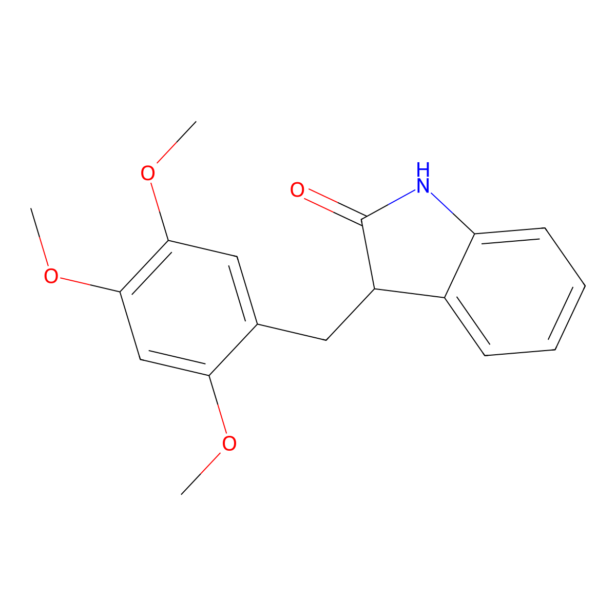 3-(2,4,5-trimethoxybenzyl)-1,3-dihydro-2H-indol-2-one molecular structure, CAS 1015849-18-9
