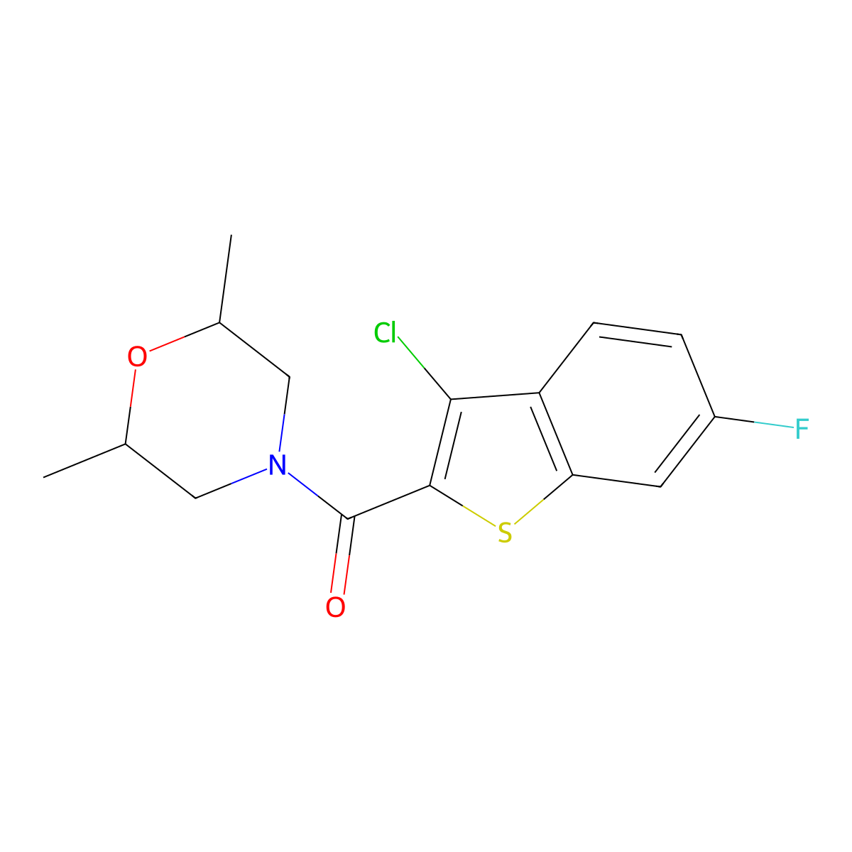 2,6-Dimethylmorpholin-4-yl 3-chloro-6-fluorobenzo[b]thiophen-2-yl ketone molecular structure, CAS 1015849-29-2
