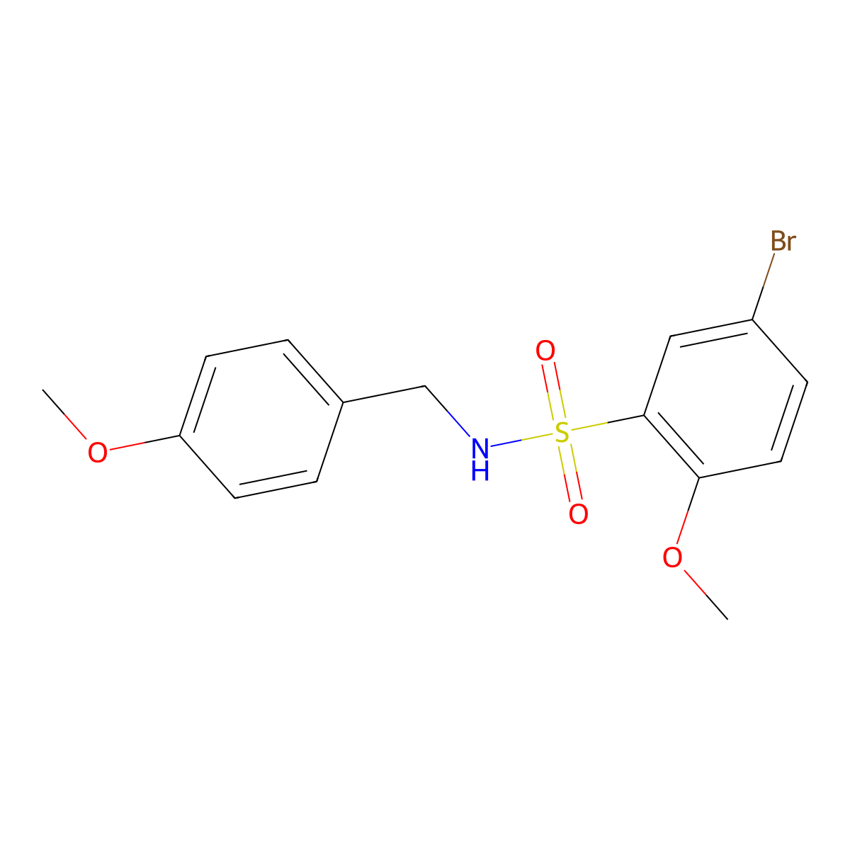 5-bromo-2-methoxy-N-(4-methoxybenzyl)benzenesulfonamide molecular structure, CAS 1015849-55-4