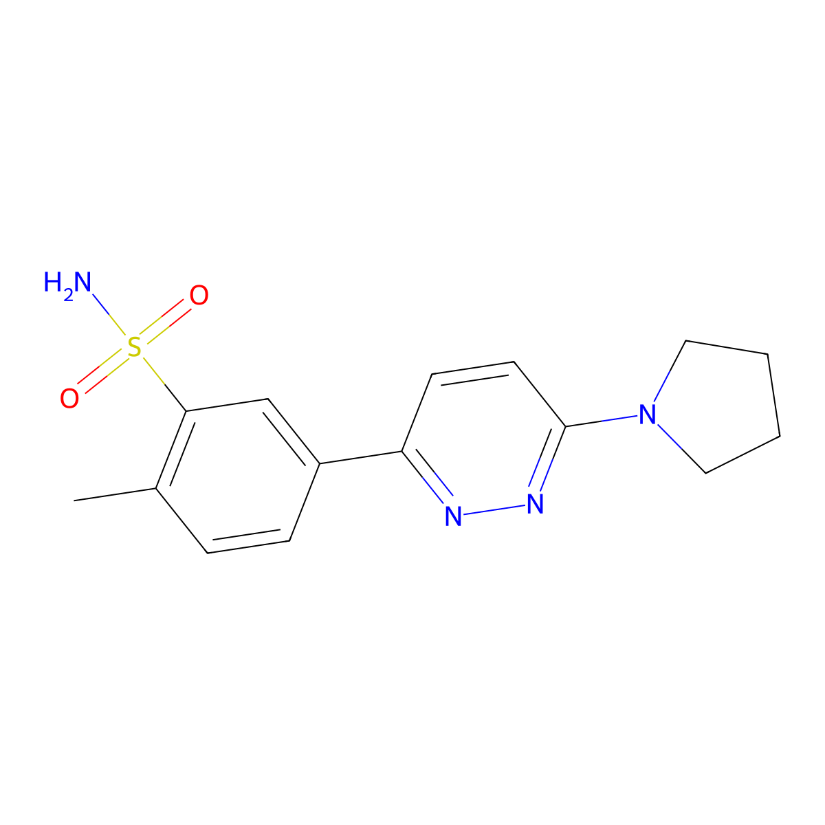 2-Methyl-5-(6-(pyrrolidin-1-yl)pyridazin-3-yl)benzenesulfonamide molecular structure, CAS 1015850-08-4