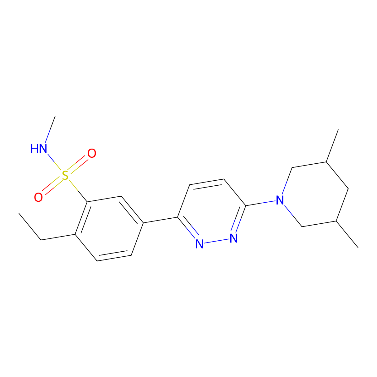 5-[6-(3,5-dimethylpiperidin-1-yl)pyridazin-3-yl]-2-ethyl-N-methylbenzenesulfonamide molecular structure, CAS 1015851-96-3