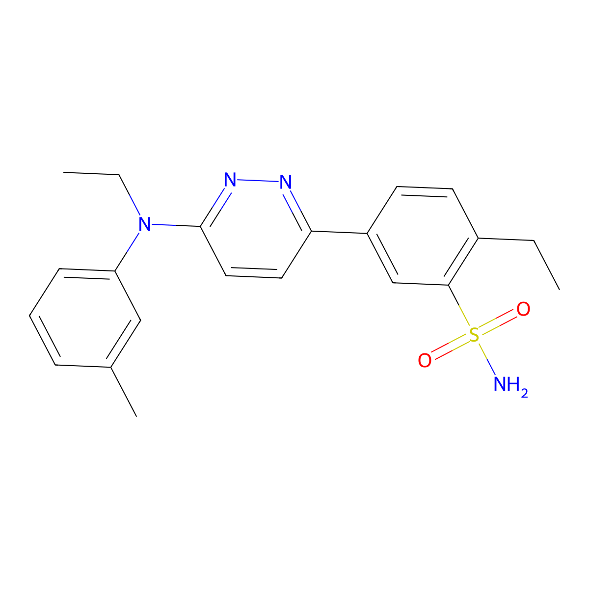 2-Ethyl-5-{6-[ethyl(3-methylphenyl)amino]pyridazin-3-yl}benzenesulfonamide molecular structure, CAS 1015851-98-5