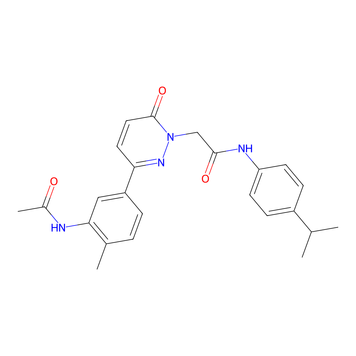 2-{3-[3-(acetylamino)-4-methylphenyl]-6-oxopyridazin-1(6H)-yl}-N-[4-(propan-2-yl)phenyl]acetamide molecular structure, CAS 1015852-65-9