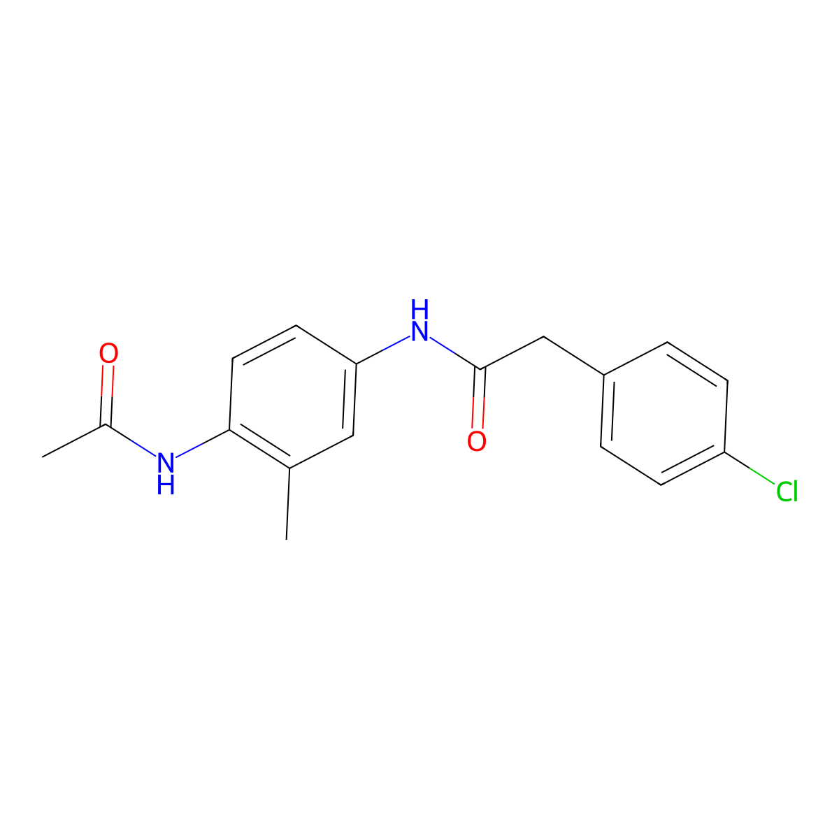 N-[4-(acetylamino)-3-methylphenyl]-2-(4-chlorophenyl)acetamide molecular structure, CAS 1015852-72-8