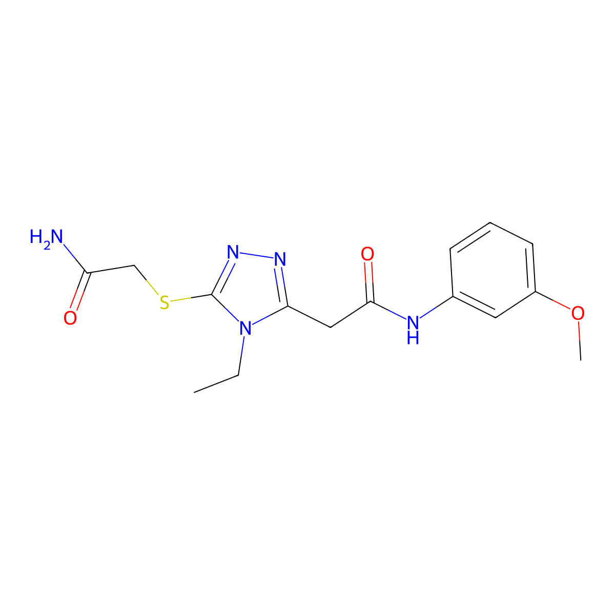 2-{5-[(2-amino-2-oxoethyl)sulfanyl]-4-ethyl-4H-1,2,4-triazol-3-yl}-N-(3-methoxyphenyl)acetamide molecular structure, CAS 1015853-30-1