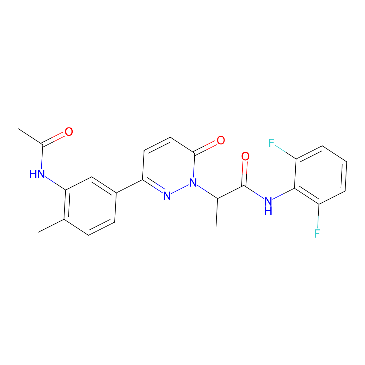 2-{3-[3-(acetylamino)-4-methylphenyl]-6-oxopyridazin-1(6H)-yl}-N-(2,6-difluorophenyl)propanamide molecular structure, CAS 1015853-52-7