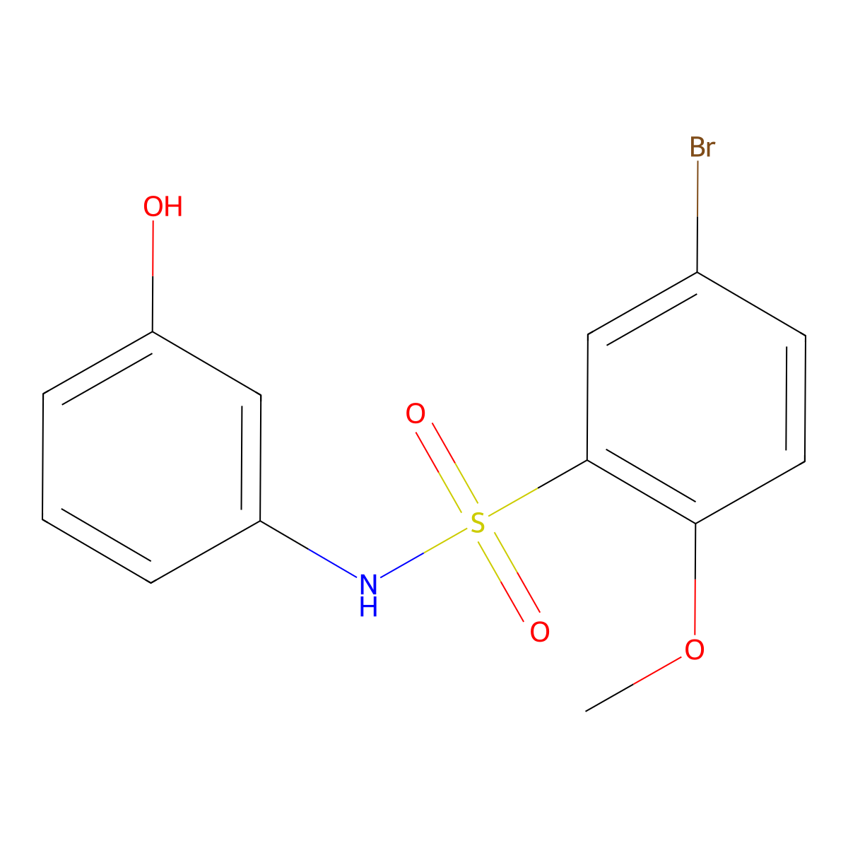 5-bromo-N-(3-hydroxyphenyl)-2-methoxybenzenesulfonamide molecular structure, CAS 1015853-95-8