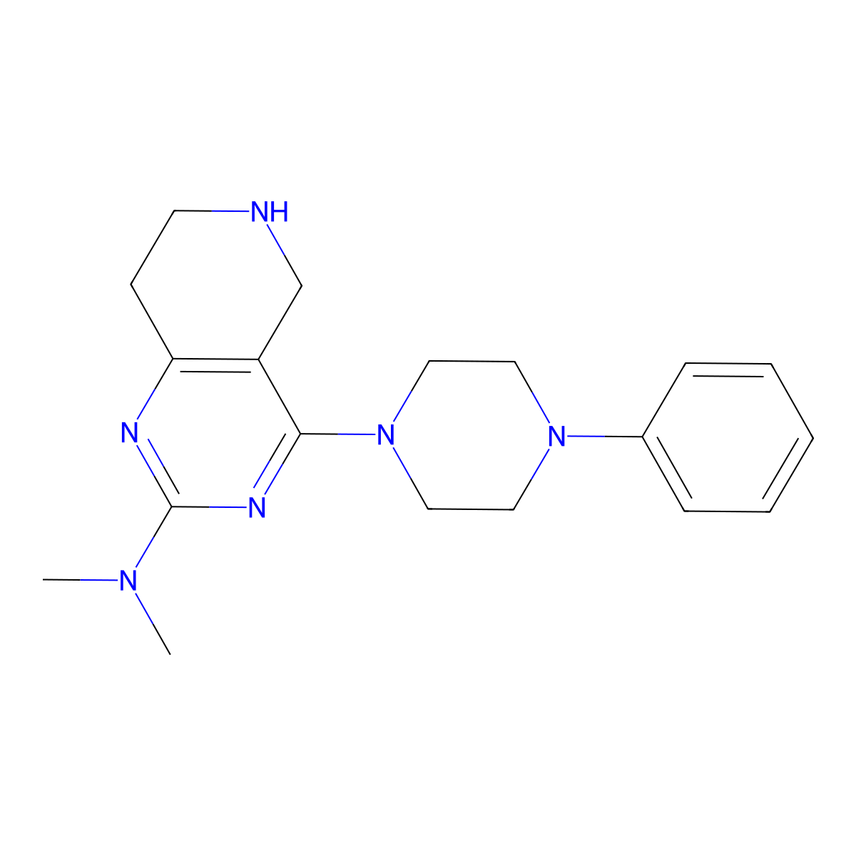 N,N-Dimethyl-4-(4-phenylpiperazin-1-YL)-5,6,7,8-tetrahydropyrido[4,3-D]pyrimidin-2-amine molecular structure, CAS 1015856-19-5