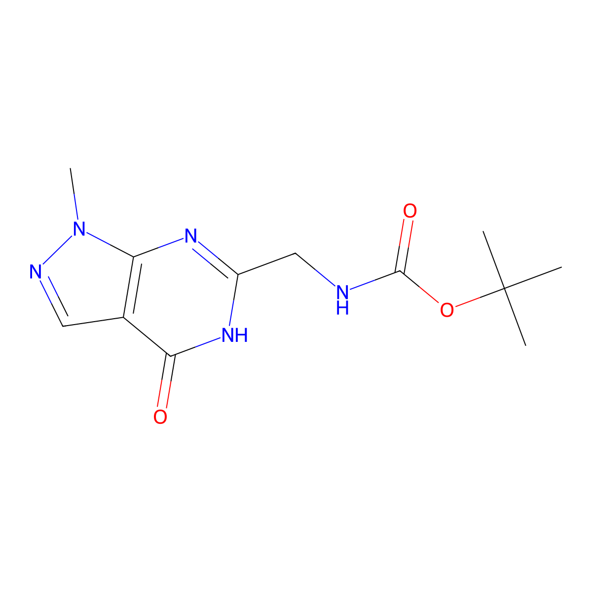 Tert-butyl (1-methyl-4-oxo-4,5-dihydro-1H-pyrazolo [3,4-D]pyrimidin-6-YL)methylcarbamate molecular structure, CAS 1015856-23-1