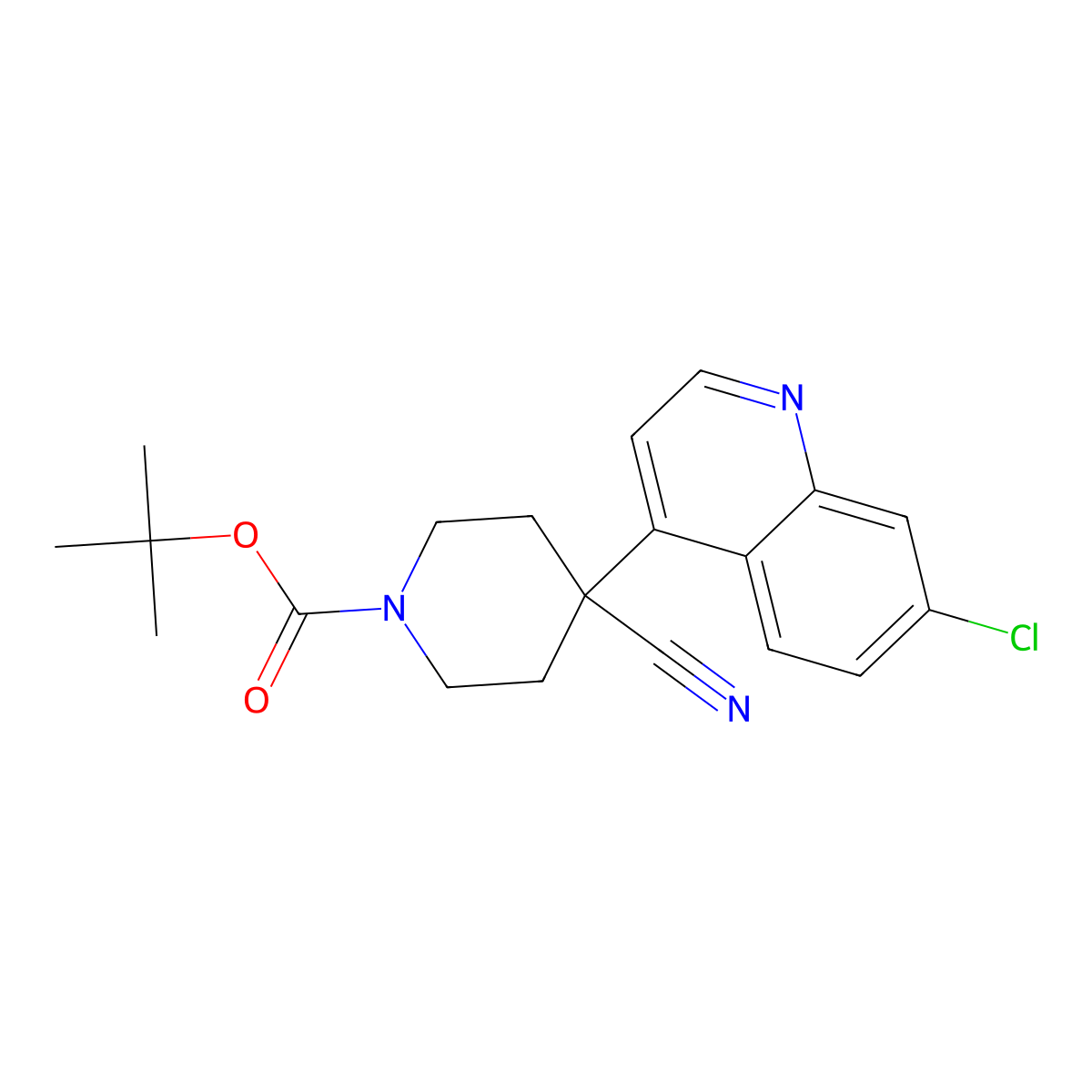 Tert-butyl 4-(7-chloroquinolin-4-YL)-4-cyanopiperidine-1-carboxylate molecular structure, CAS 1015856-31-1