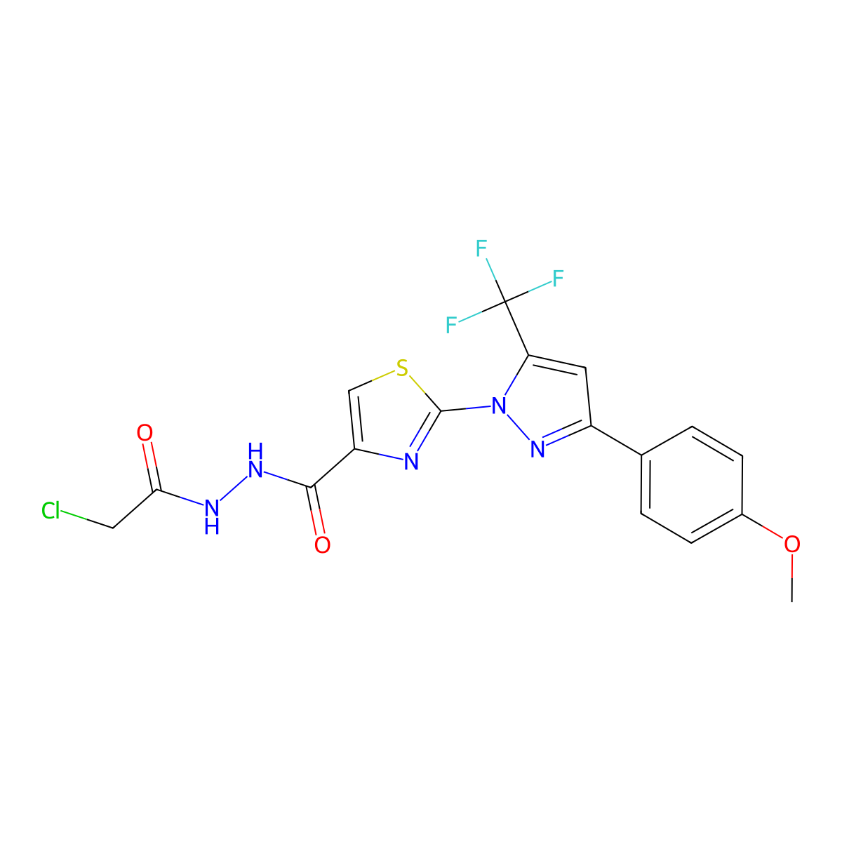 2-[3-(4-Methoxyphenyl)-5-(trifluoromethyl)-1H-pyrazol-1-yl]-4-thiazolecarboxylic acid 2-(2-chloroacetyl)hydrazide molecular structure, CAS 1015856-33-3