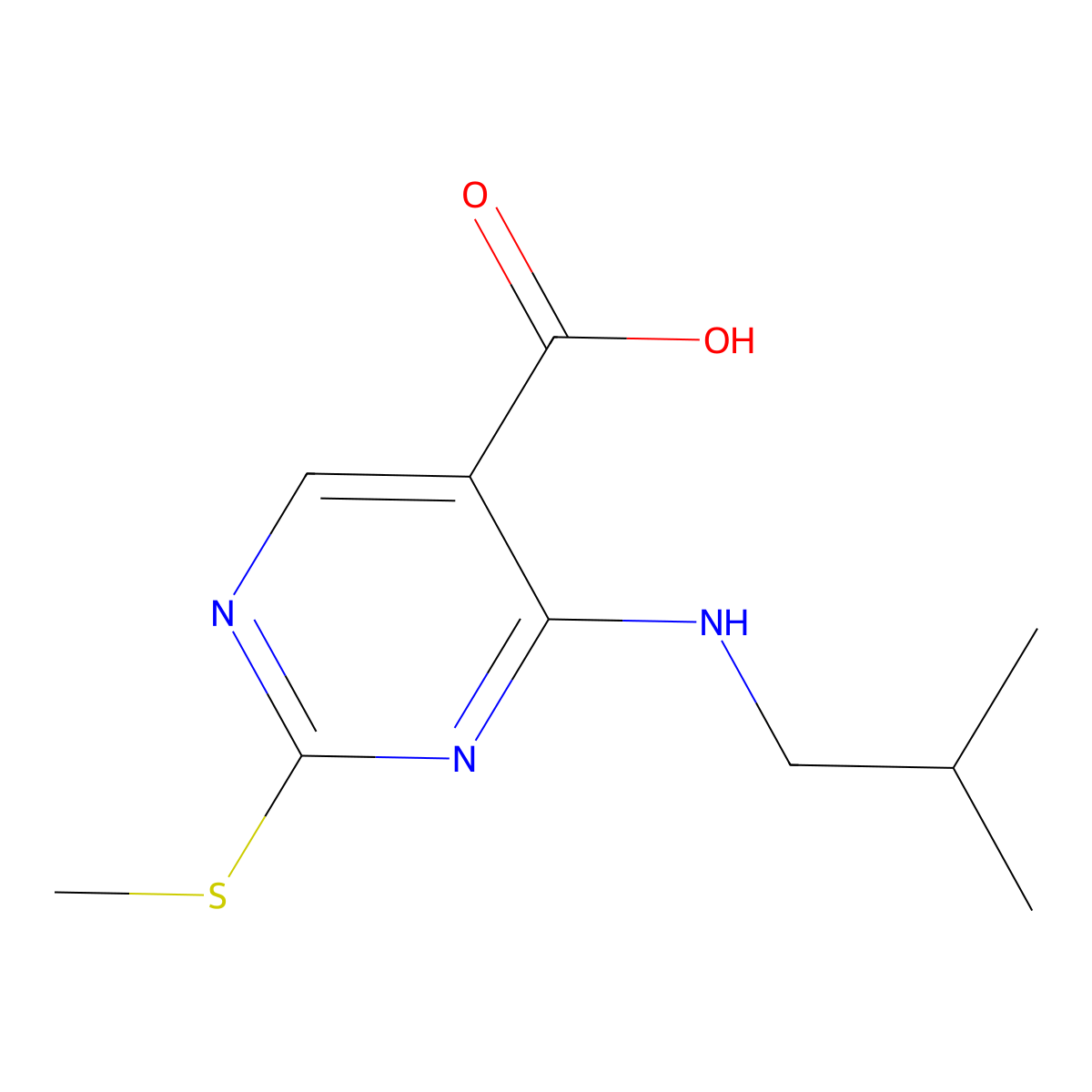 4-(Isobutylamino)-2-(methylthio)pyrimidine-5-carboxylic acid molecular structure, CAS 1015856-38-8