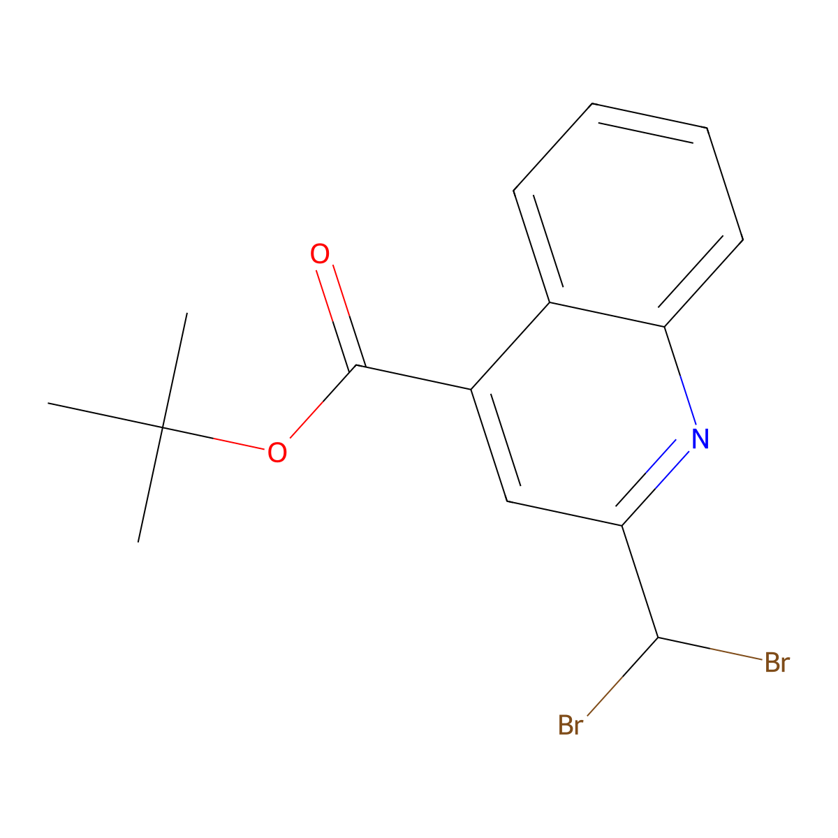 Tert-butyl 2-(dibromomethyl)quinoline-4-carboxylate molecular structure, CAS 1015856-43-5