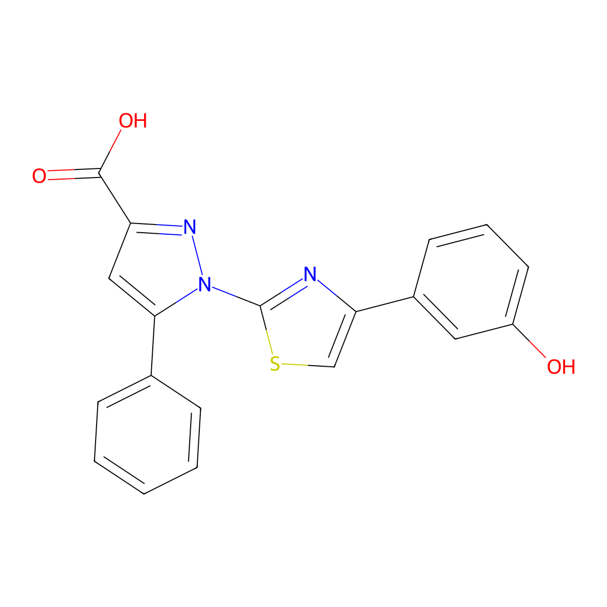 1-[4-(3-Hydroxyphenyl)-2-thiazolyl]-5-phenyl-1H-pyrazole-3-carboxylic acid molecular structure, CAS 1015856-58-2