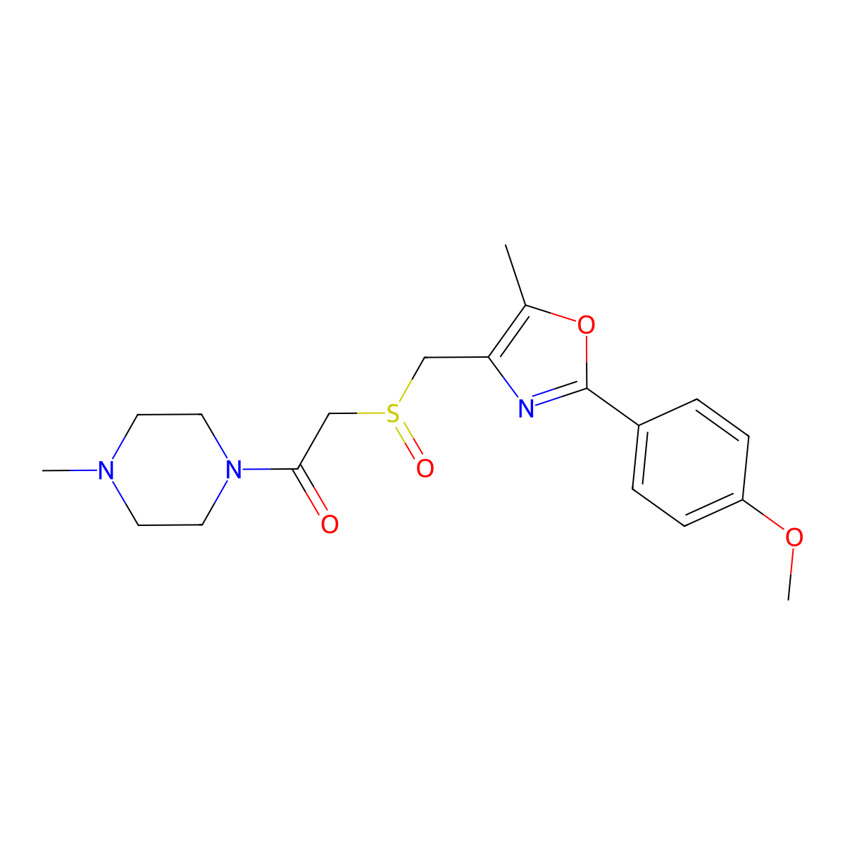 2-(((2-(4-Methoxyphenyl)-5-methyloxazol-4-yl)methyl)sulfinyl)-1-(4-methylpiperazin-1-yl)ethan-1-one molecular structure, CAS 1015857-03-0