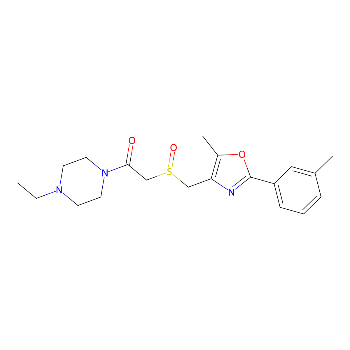 1-(4-Ethylpiperazin-1-YL)-2-{[5-methyl-2-(3-methylphenyl)-1,3-oxazol-4-YL]methanesulfinyl}ethan-1-one molecular structure, CAS 1015858-14-6