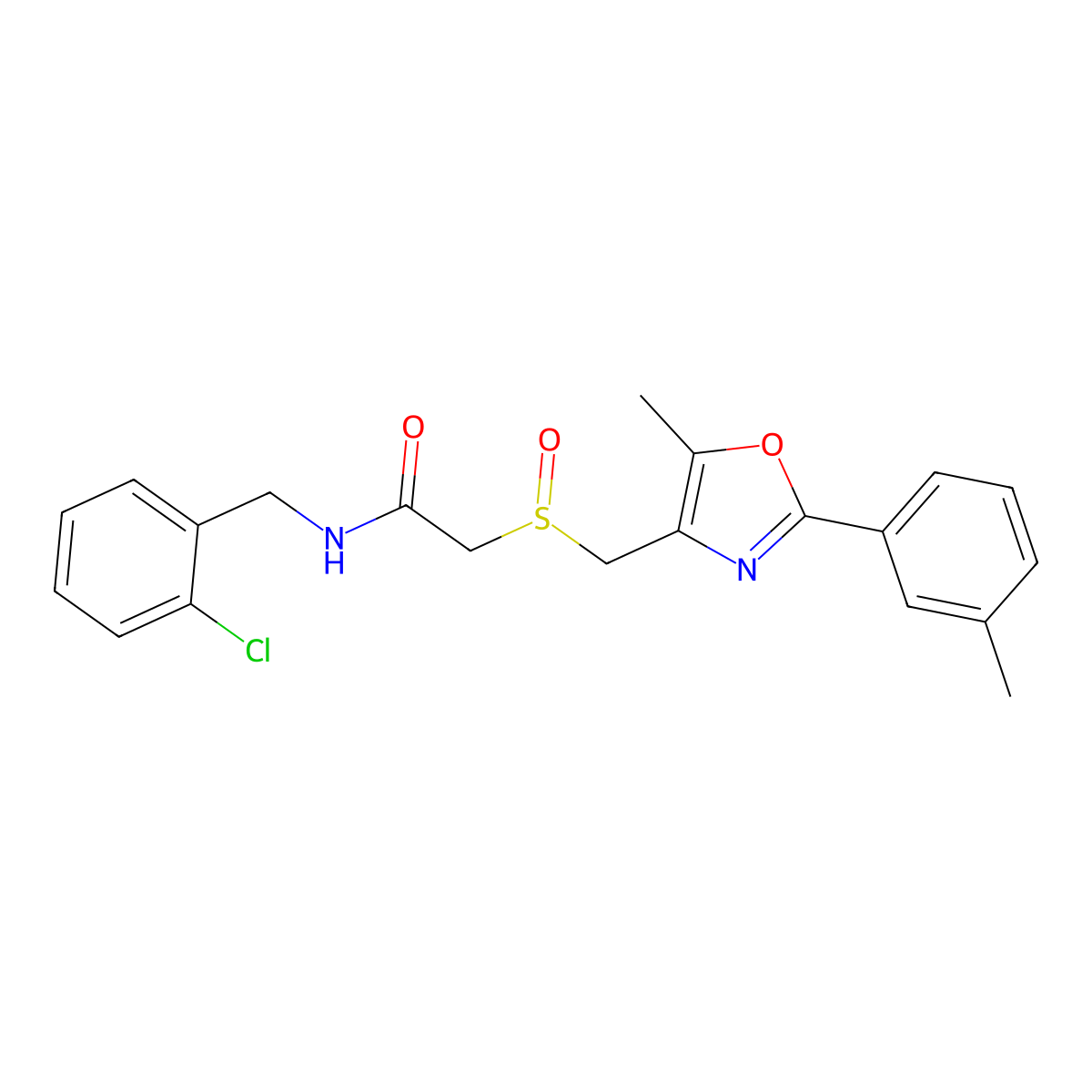 N-[(2-Chlorophenyl)methyl]-2-{[5-methyl-2-(3-methylphenyl)-1,3-oxazol-4-YL]methanesulfinyl}acetamide molecular structure, CAS 1015858-20-4
