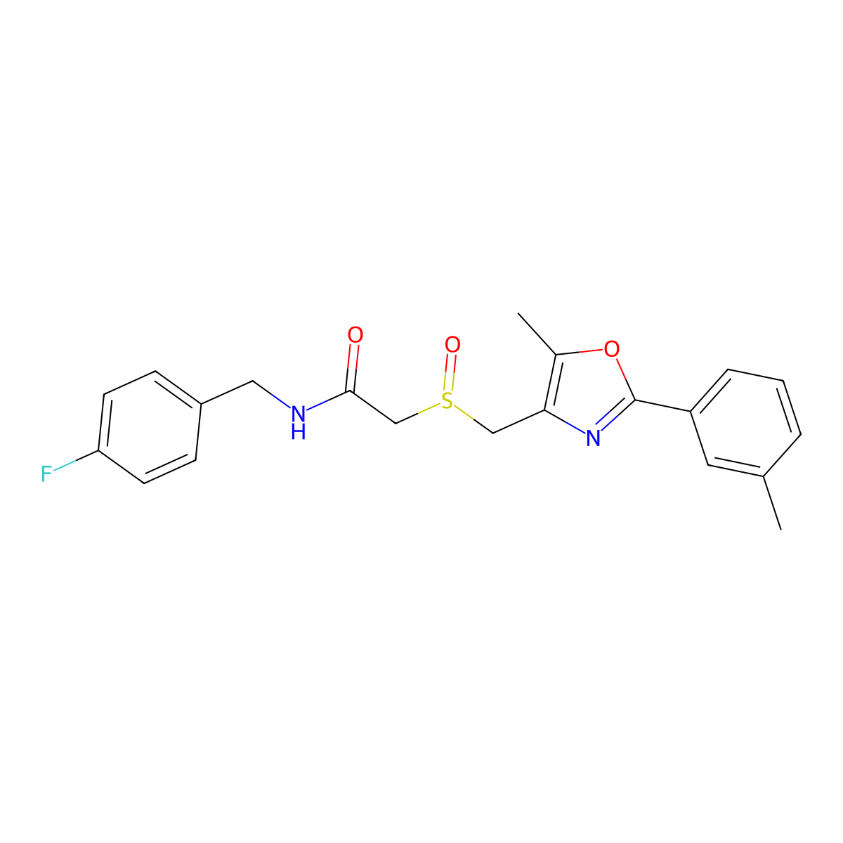 N-[(4-Fluorophenyl)methyl]-2-{[5-methyl-2-(3-methylphenyl)-1,3-oxazol-4-YL]methanesulfinyl}acetamide molecular structure, CAS 1015858-44-2
