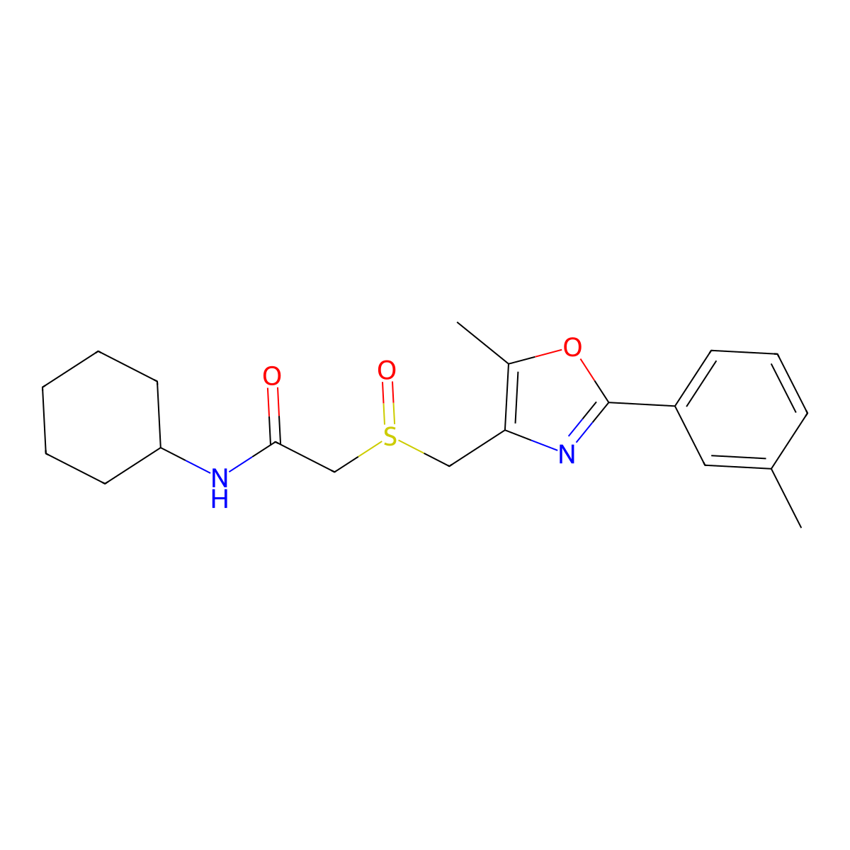 N-Cyclohexyl-2-{[5-methyl-2-(3-methylphenyl)-1,3-oxazol-4-YL]methanesulfinyl}acetamide molecular structure, CAS 1015858-52-2