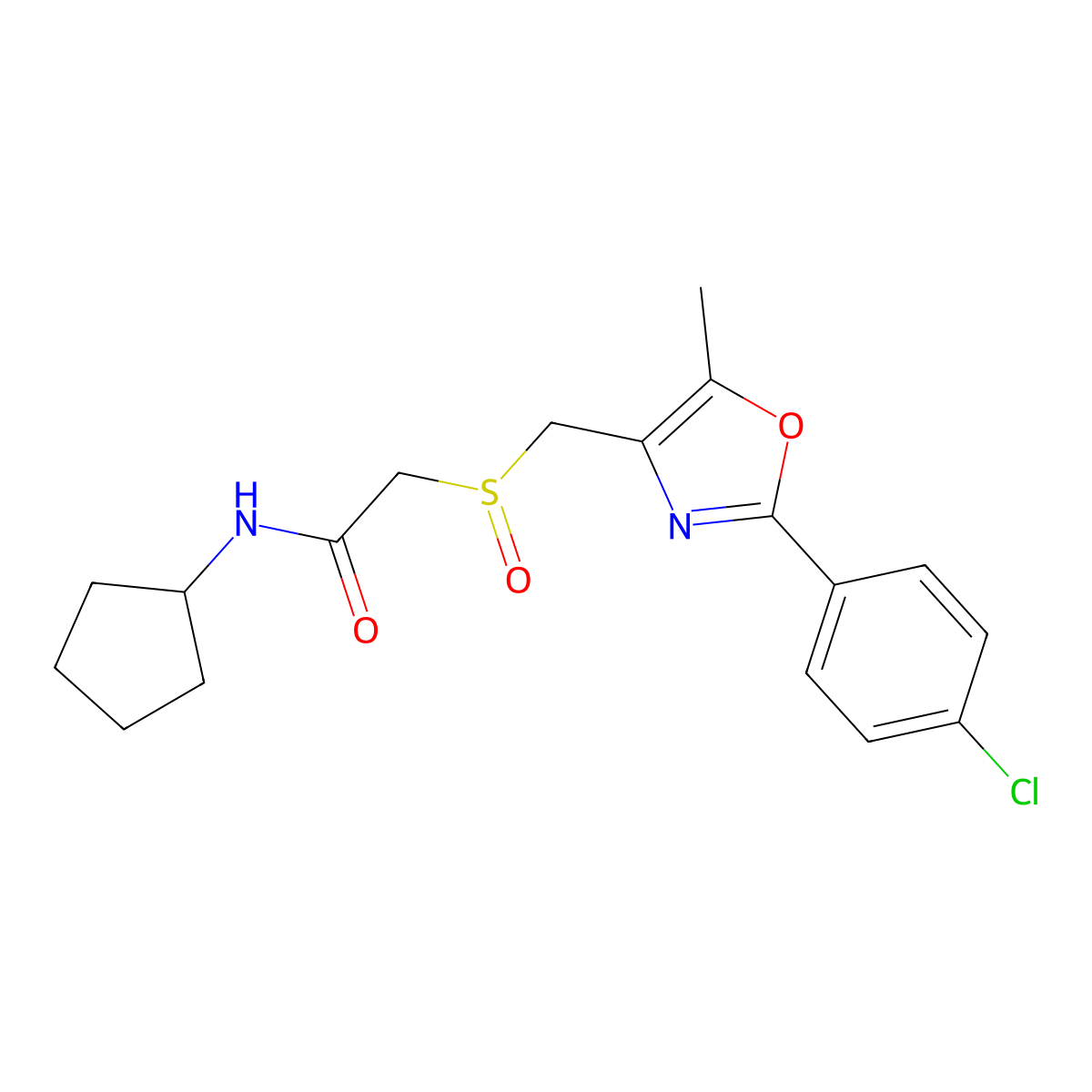 2-[[2-(4-chlorophenyl)-5-methyl-1,3-oxazol-4-yl]methylsulfinyl]-N-cyclopentylacetamide molecular structure, CAS 1015858-75-9