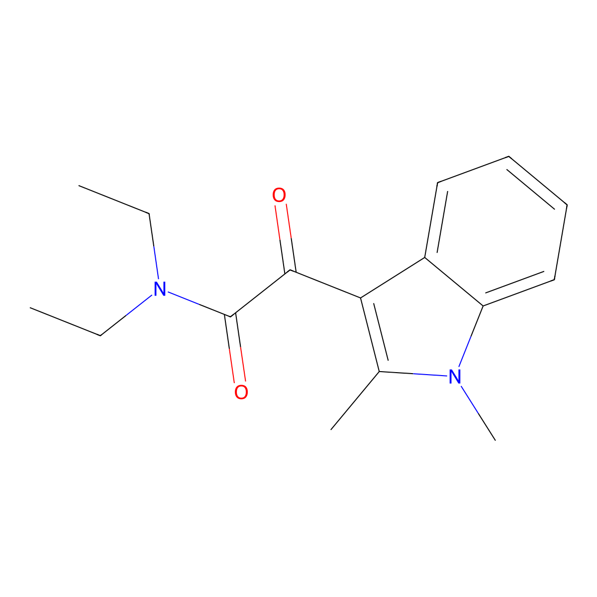 Indole-3-glyoxylamide, N,N-diethyl-1,2-dimethyl- molecular structure, CAS 101586-49-6