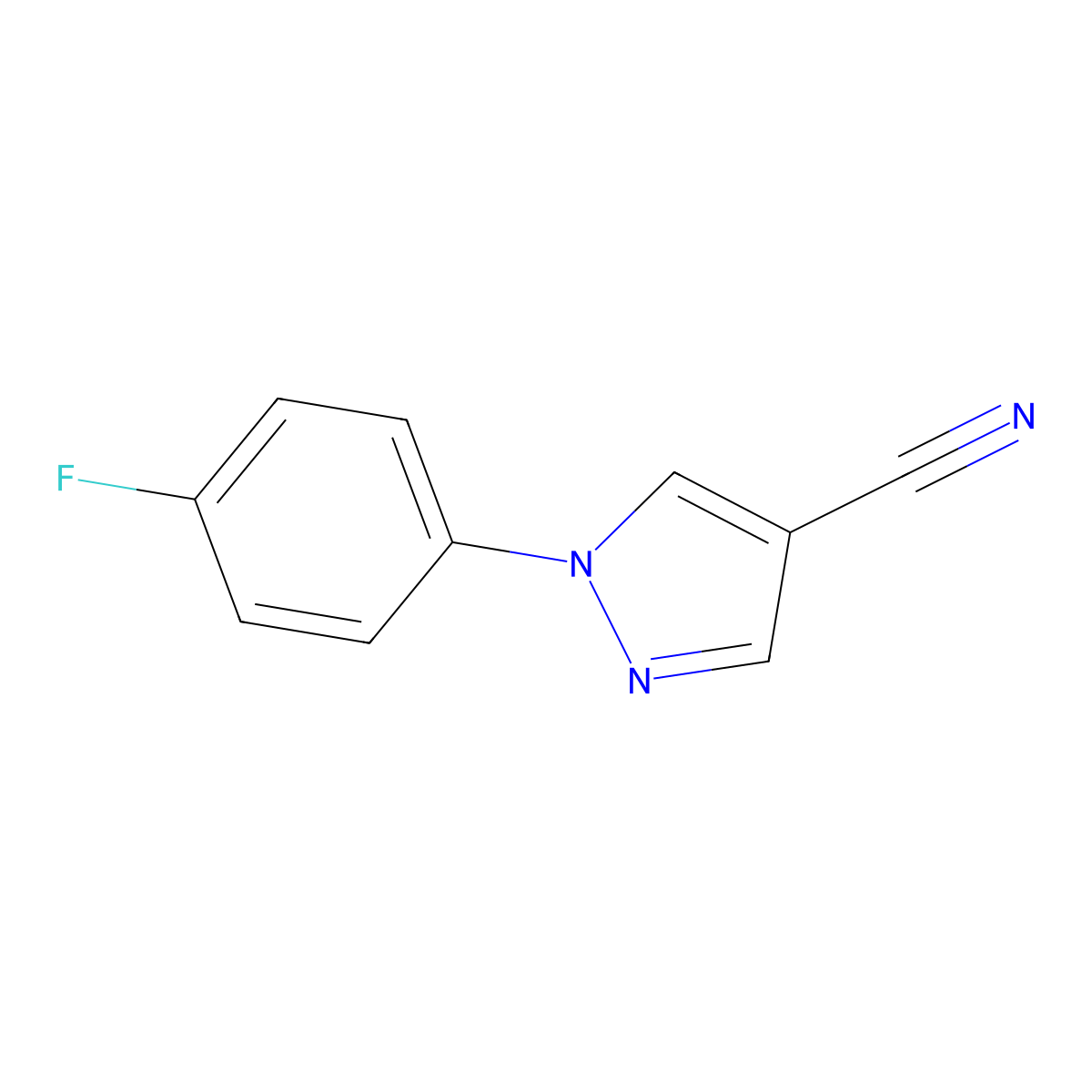 1-(4-fluorophenyl)-1H-pyrazole-4-carbonitrile molecular structure, CAS 1015862-36-8
