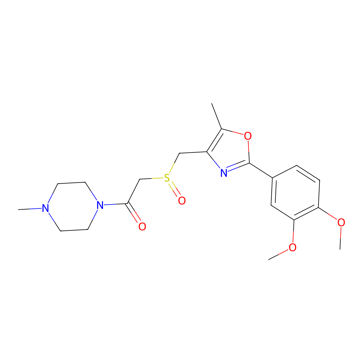 2-(((2-(3,4-Dimethoxyphenyl)-5-methyloxazol-4-yl)methyl)sulfinyl)-1-(4-methylpiperazin-1-yl)ethan-1-one molecular structure, CAS 1015866-01-9