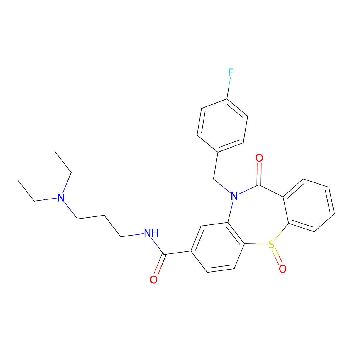 N-[3-(diethylamino)propyl]-10-(4-fluorobenzyl)-11-oxo-10,11-dihydrodibenzo[b,f][1,4]thiazepine-8-carboxamide 5-oxide molecular structure, CAS 1015868-49-1