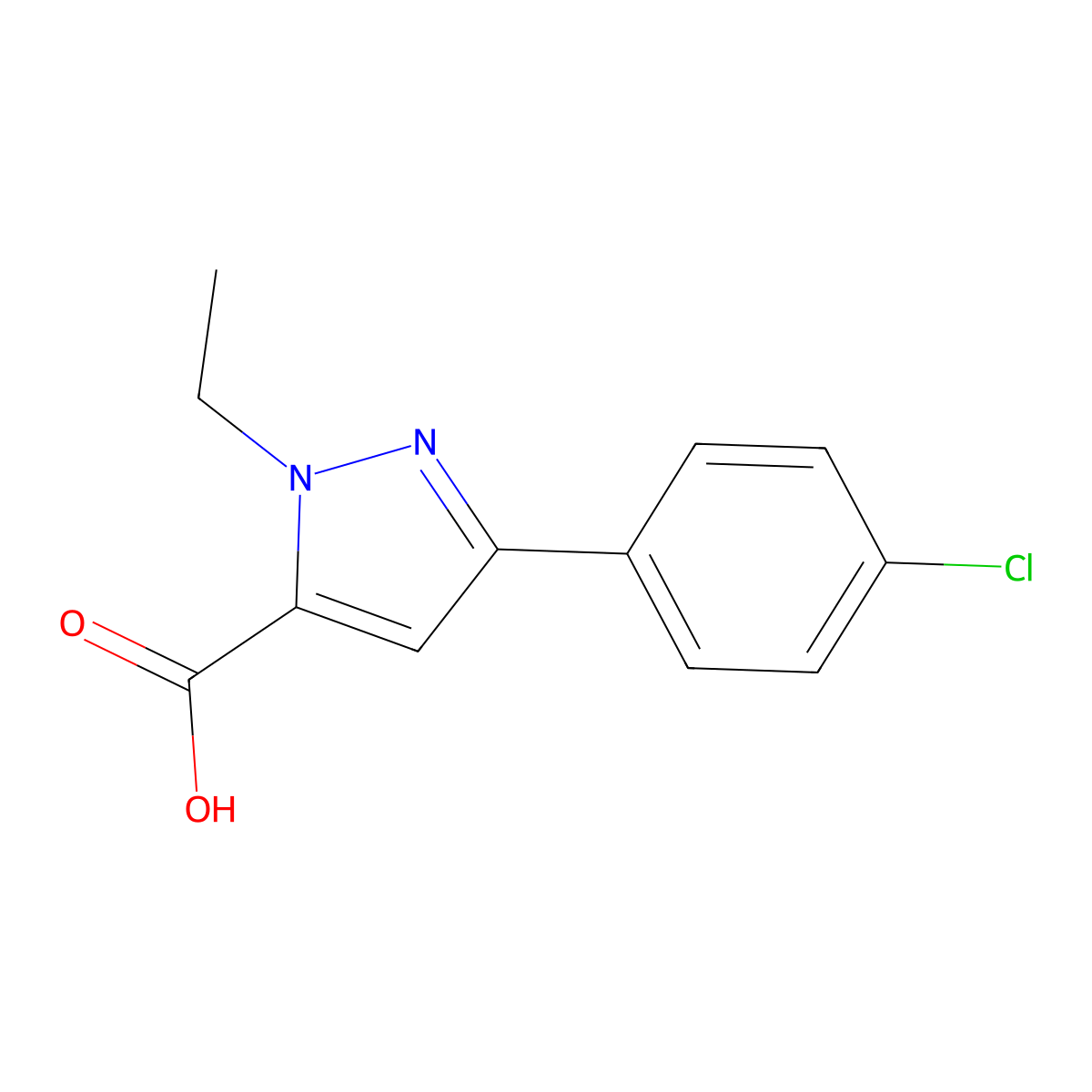 5-(4-Chloro-phenyl)-2-ethyl-2H-pyrazole-3-carboxylic acid molecular structure, CAS 1015868-72-0