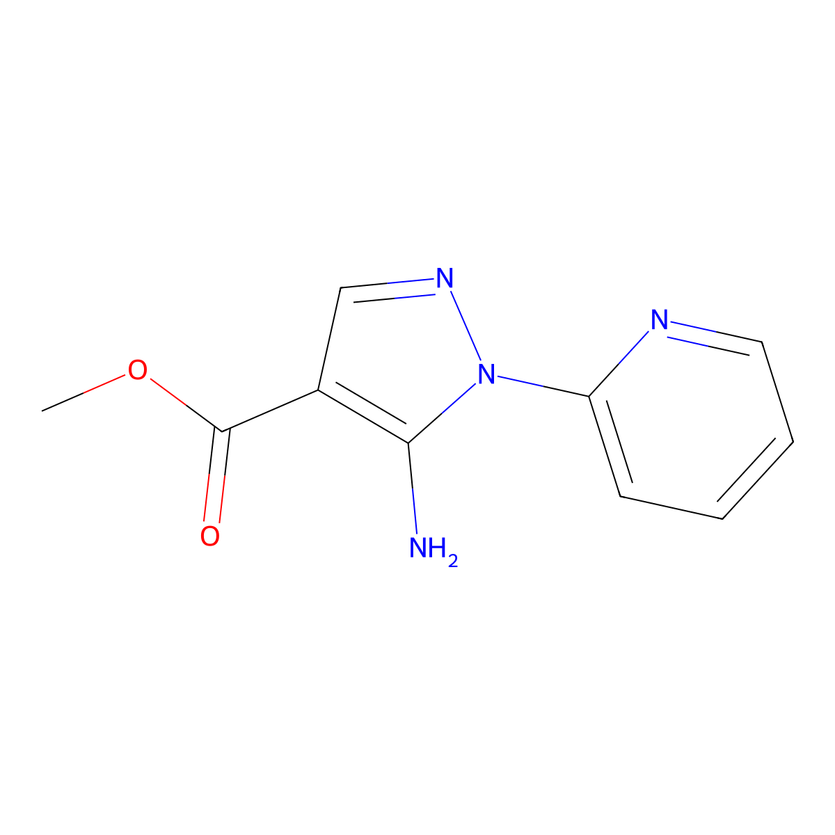 methyl 5-amino-1-(pyridin-2-yl)-1H-pyrazole-4-carboxylate molecular structure, CAS 1015869-70-1