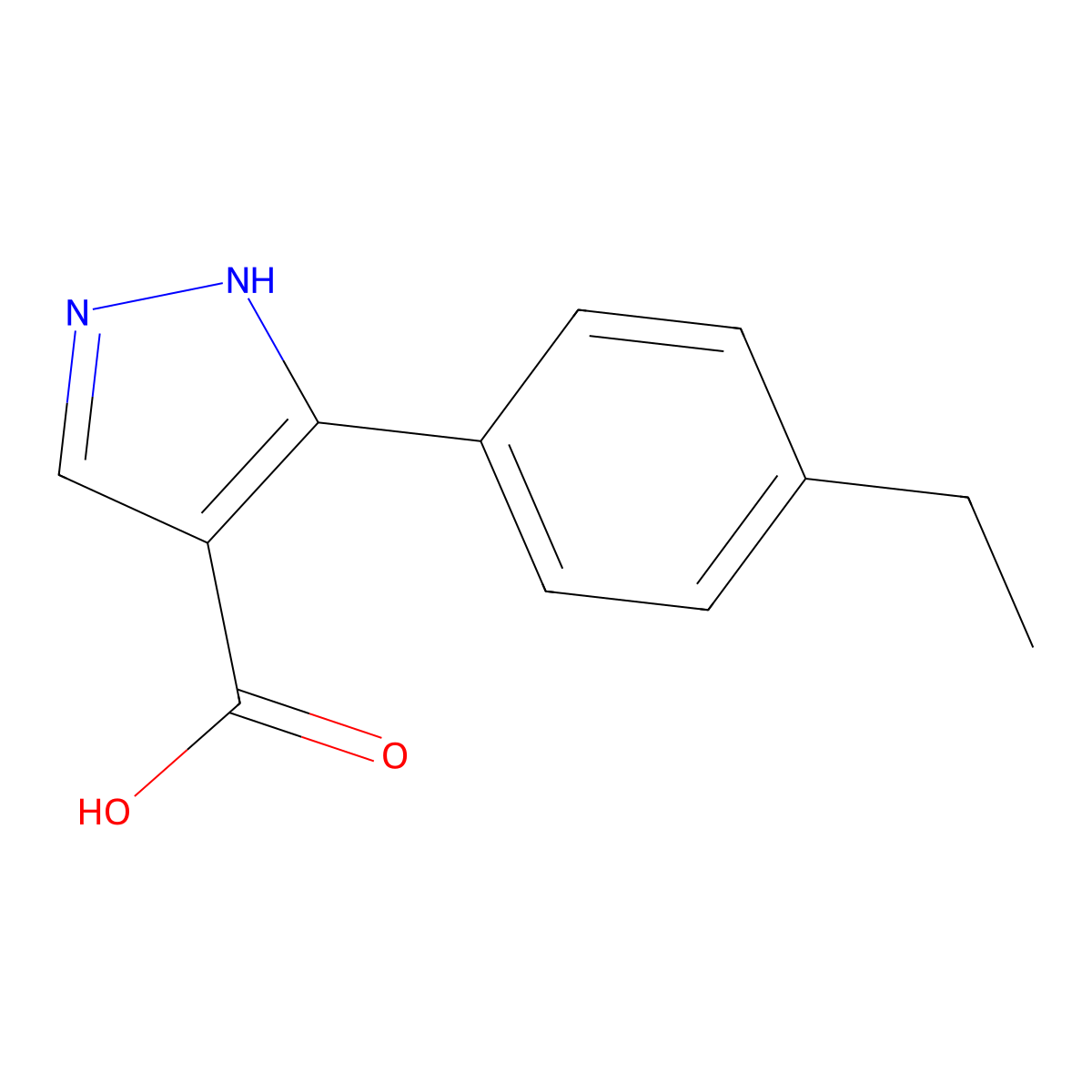 3-(4-ethylphenyl)-1H-pyrazole-4-carboxylic acid molecular structure, CAS 1015870-60-6