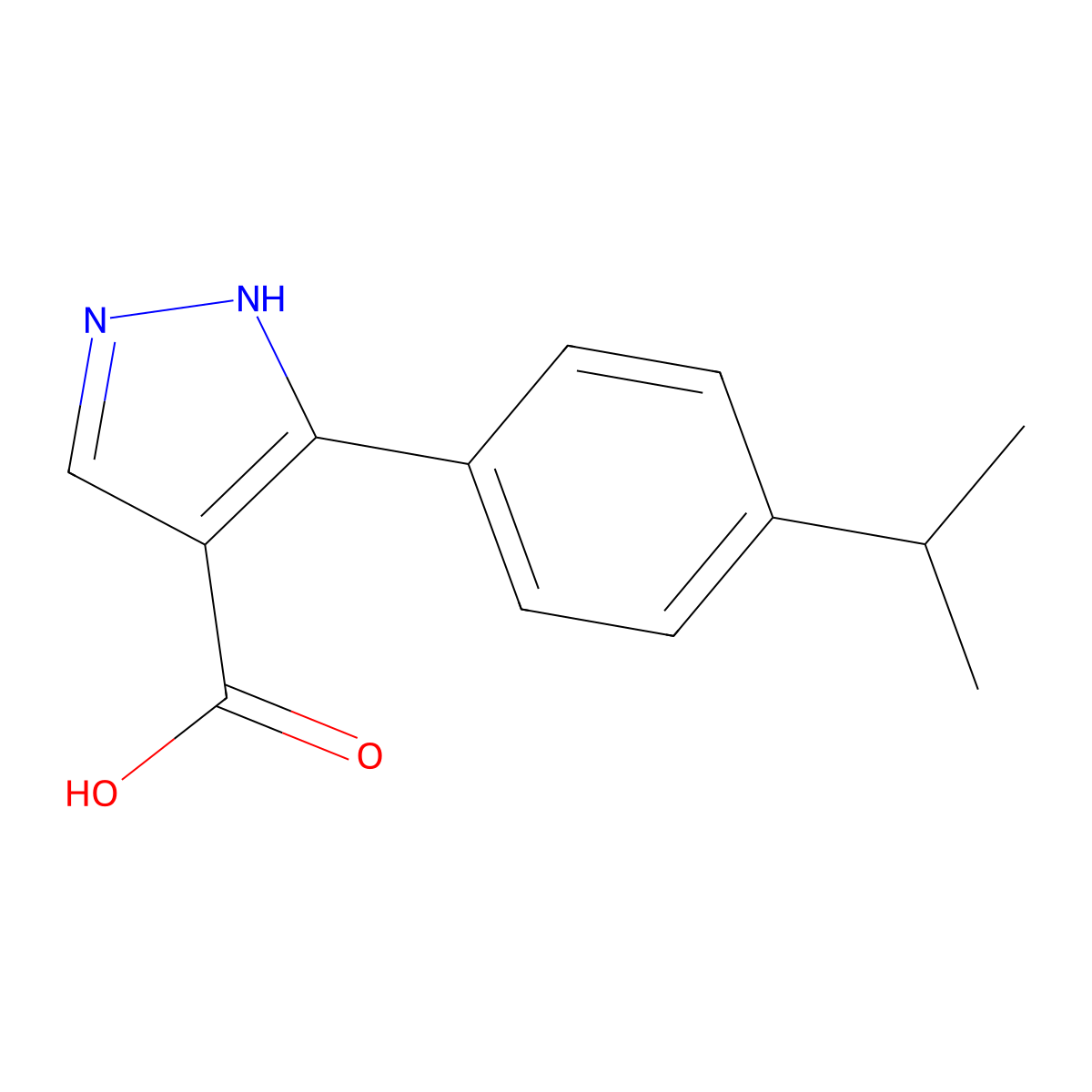 3-[4-(propan-2-yl)phenyl]-1H-pyrazole-4-carboxylic acid molecular structure, CAS 1015870-64-0