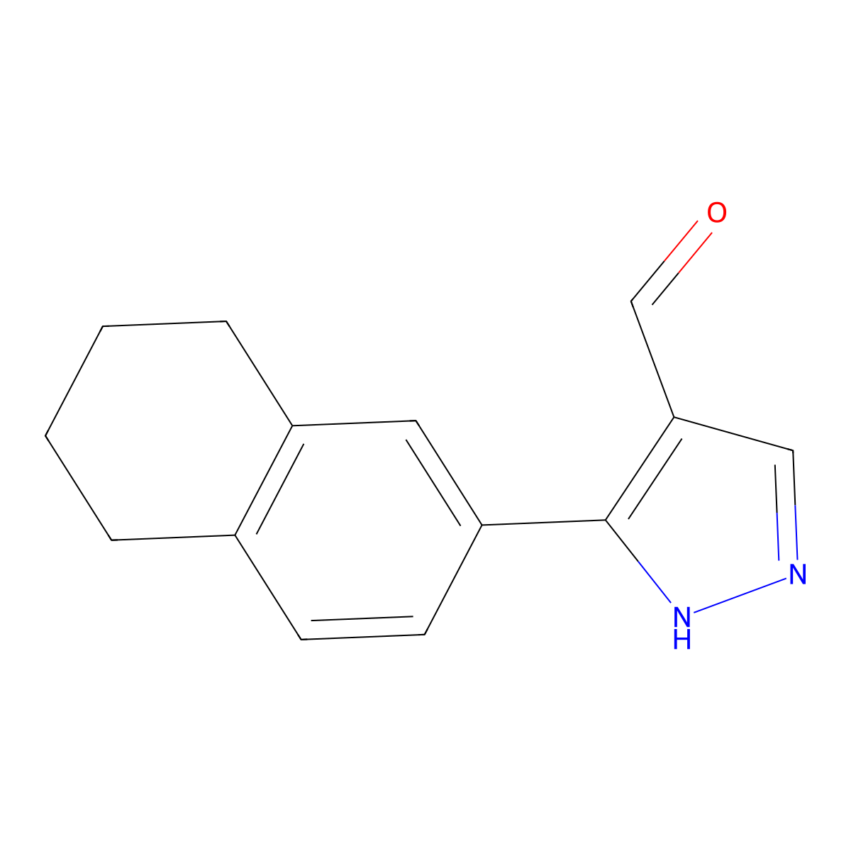 5-(5,6,7,8-tetrahydronaphthalen-2-yl)-1H-pyrazole-4-carbaldehyde molecular structure, CAS 1015870-80-0