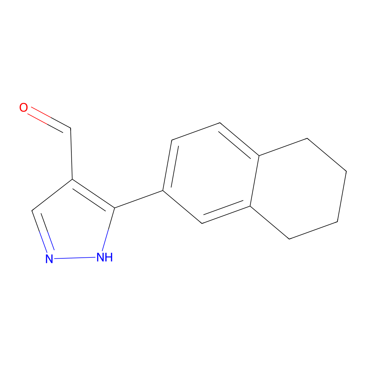 5-(5,6,7,8-tetrahydronaphthalen-2-yl)-1H-pyrazole-4-carbaldehyde molecular structure, CAS 1015870-80-0