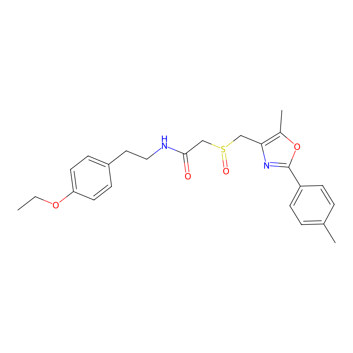 N-[2-(4-Ethoxyphenyl)ethyl]-2-[[[5-methyl-2-(4-methylphenyl)-4-oxazolyl]methyl]sulfinyl]acetamide molecular structure, CAS 1015870-81-1