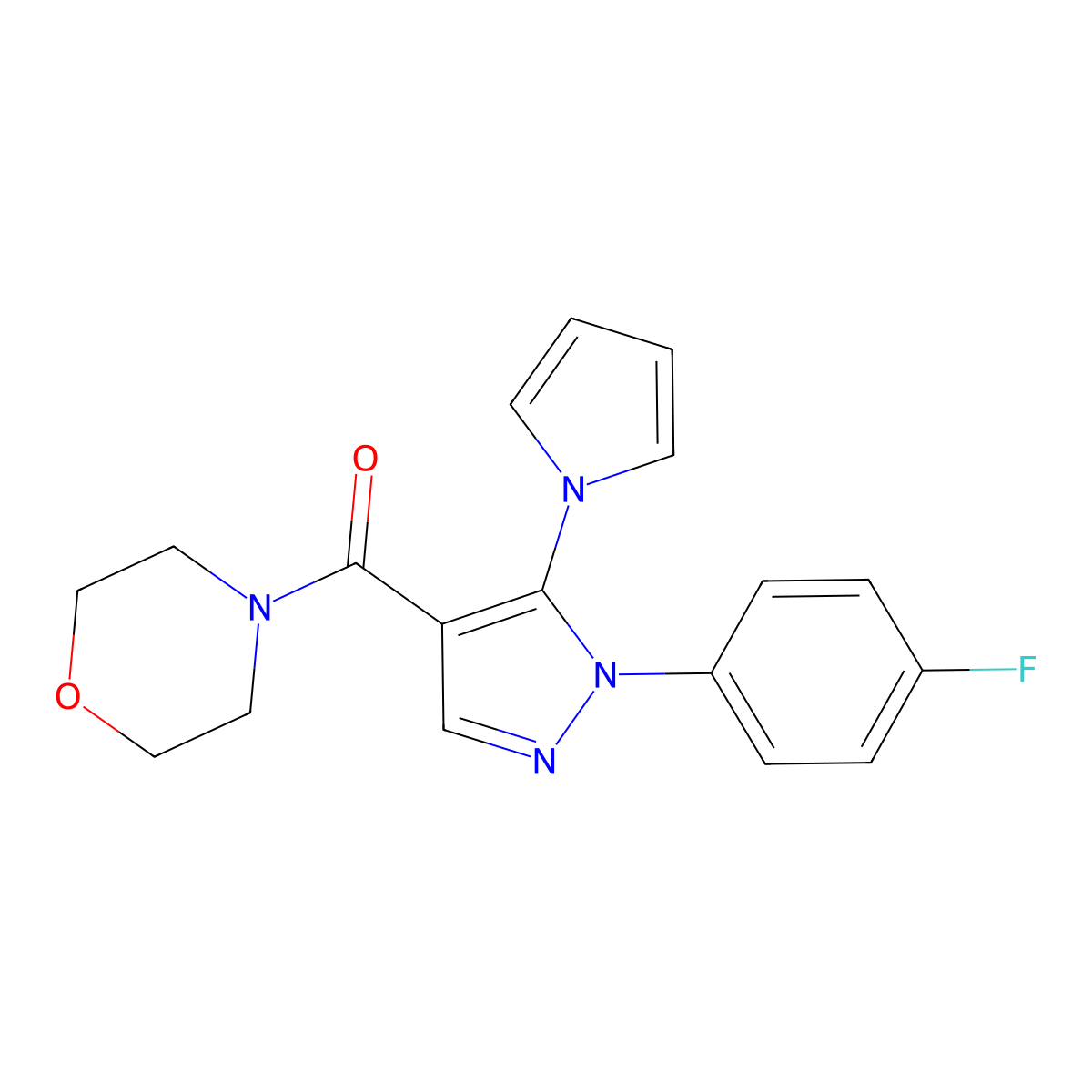 [1-(4-fluorophenyl)-5-(1H-pyrrol-1-yl)-1H-pyrazol-4-yl](morpholin-4-yl)methanone molecular structure, CAS 1015882-05-9