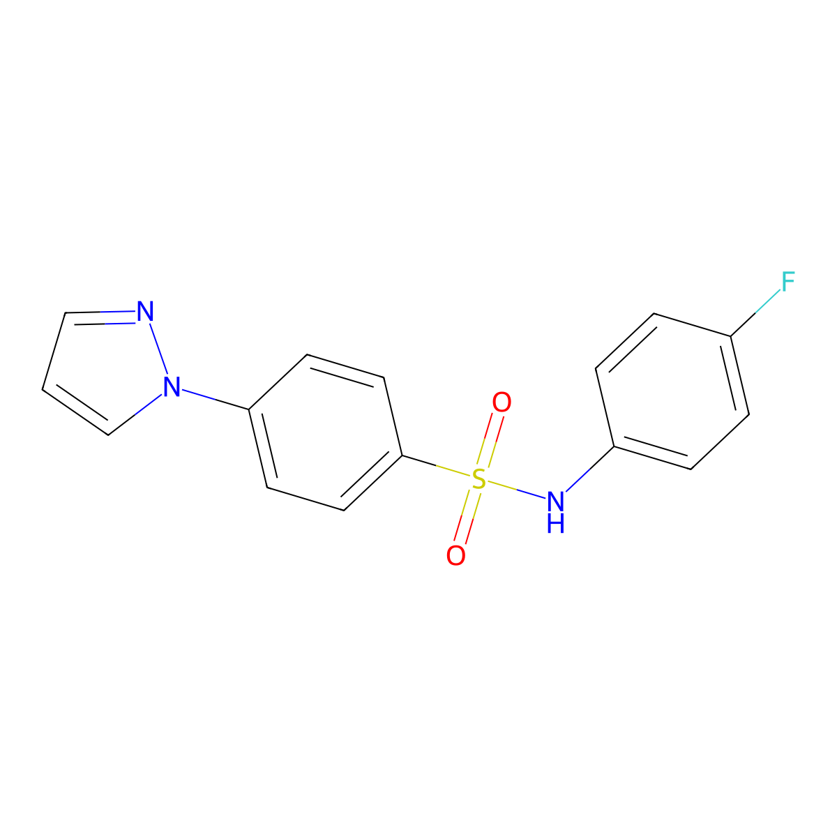 N-(4-fluorophenyl)-4-(1H-pyrazol-1-yl)benzenesulfonamide molecular structure, CAS 1015883-73-4