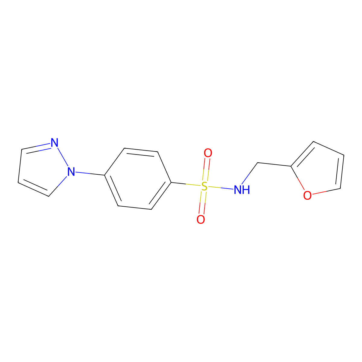 N-(furan-2-ylmethyl)-4-(1H-pyrazol-1-yl)benzenesulfonamide molecular structure, CAS 1015883-80-3