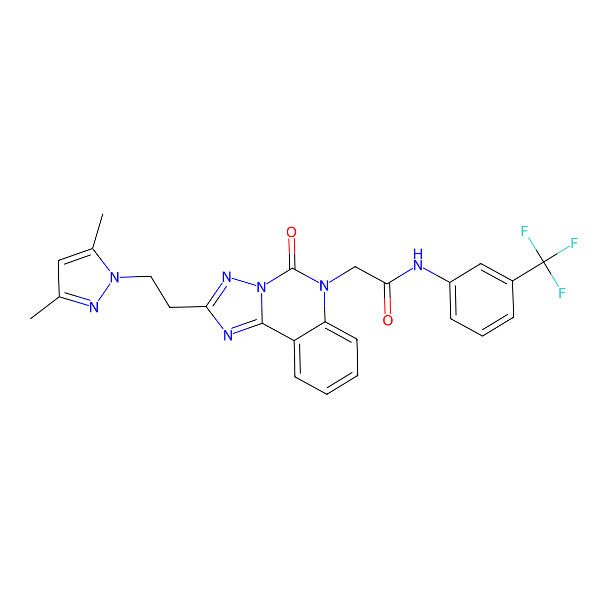 2-{2-[2-(3,5-dimethyl-1H-pyrazol-1-yl)ethyl]-5-oxo-5H,6H-[1,2,4]triazolo[1,5-c]quinazolin-6-yl}-N-[3-(trifluoromethyl)phenyl]acetamide molecular structure, CAS 1015893-73-8