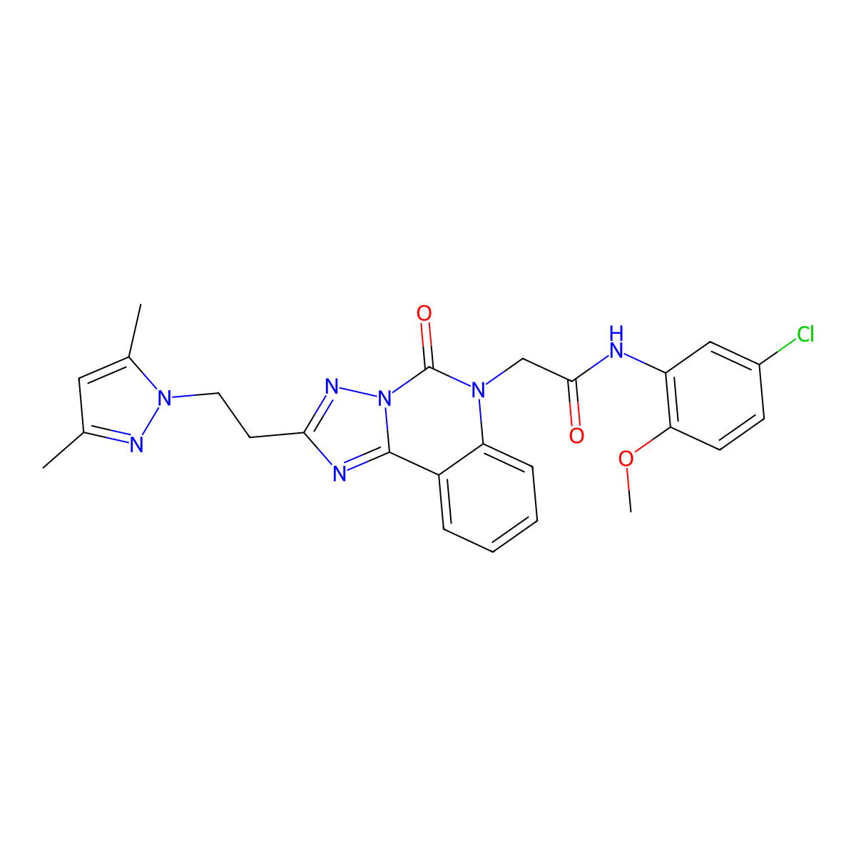 N-(5-chloro-2-methoxyphenyl)-2-{2-[2-(3,5-dimethyl-1H-pyrazol-1-yl)ethyl]-5-oxo-5H,6H-[1,2,4]triazolo[1,5-c]quinazolin-6-yl}acetamide molecular structure, CAS 1015894-03-7