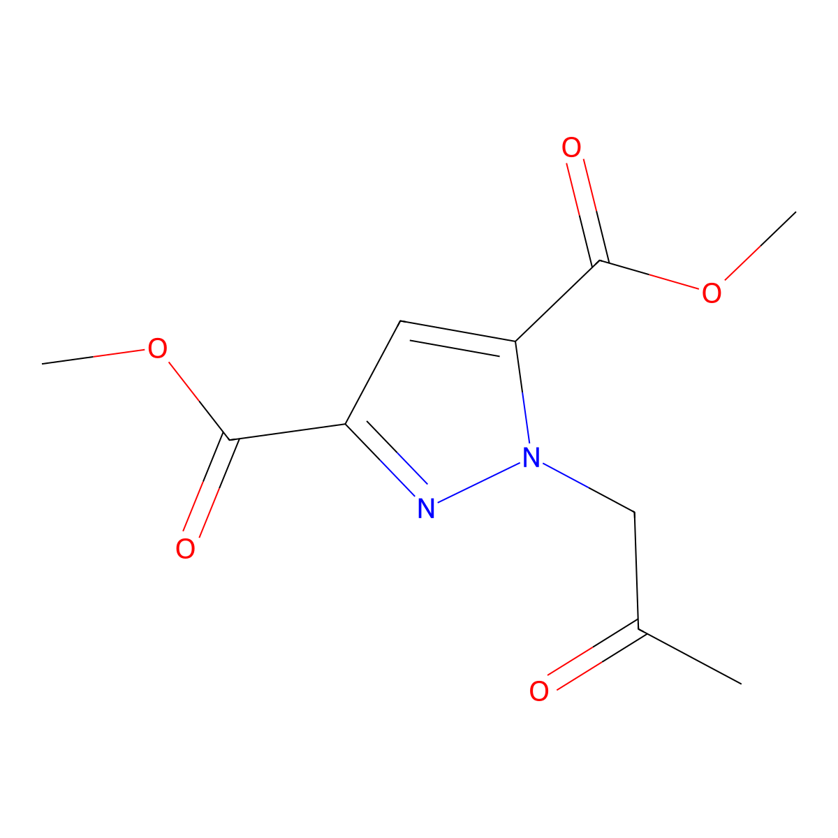 dimethyl 1-(2-oxopropyl)-1H-pyrazole-3,5-dicarboxylate molecular structure, CAS 1015895-20-1