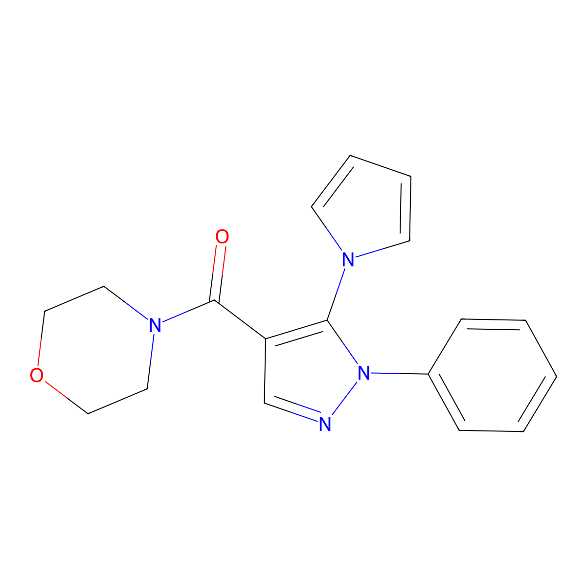 4-{[1-phenyl-5-(1H-pyrrol-1-yl)-1H-pyrazol-4-yl]carbonyl}morpholine molecular structure, CAS 1015896-11-3