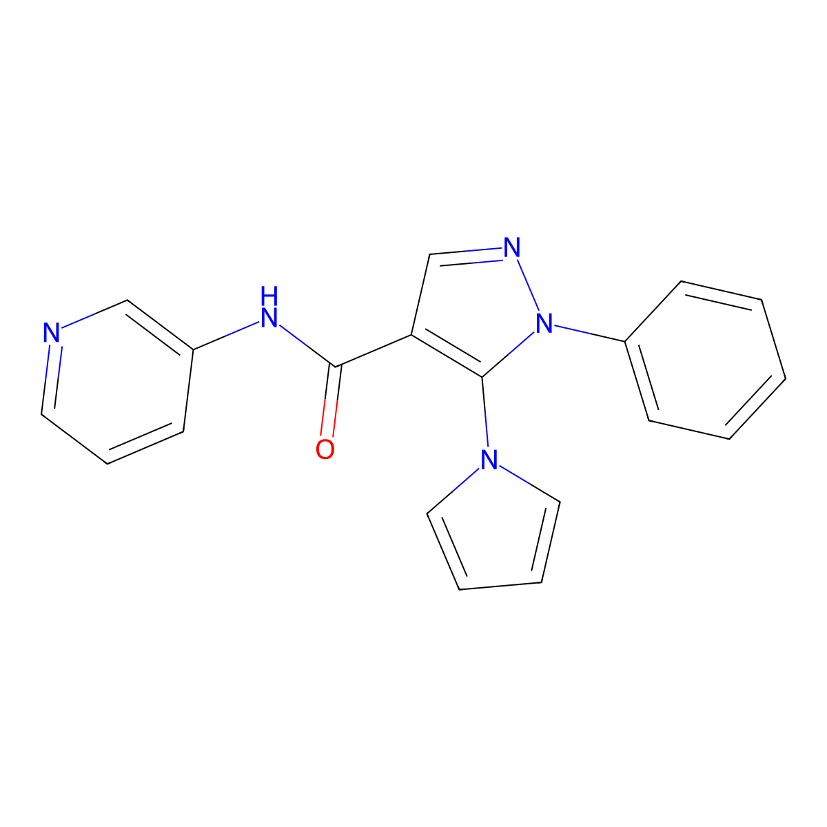 1-phenyl-N-(pyridin-3-yl)-5-(1H-pyrrol-1-yl)-1H-pyrazole-4-carboxamide molecular structure, CAS 1015897-23-0