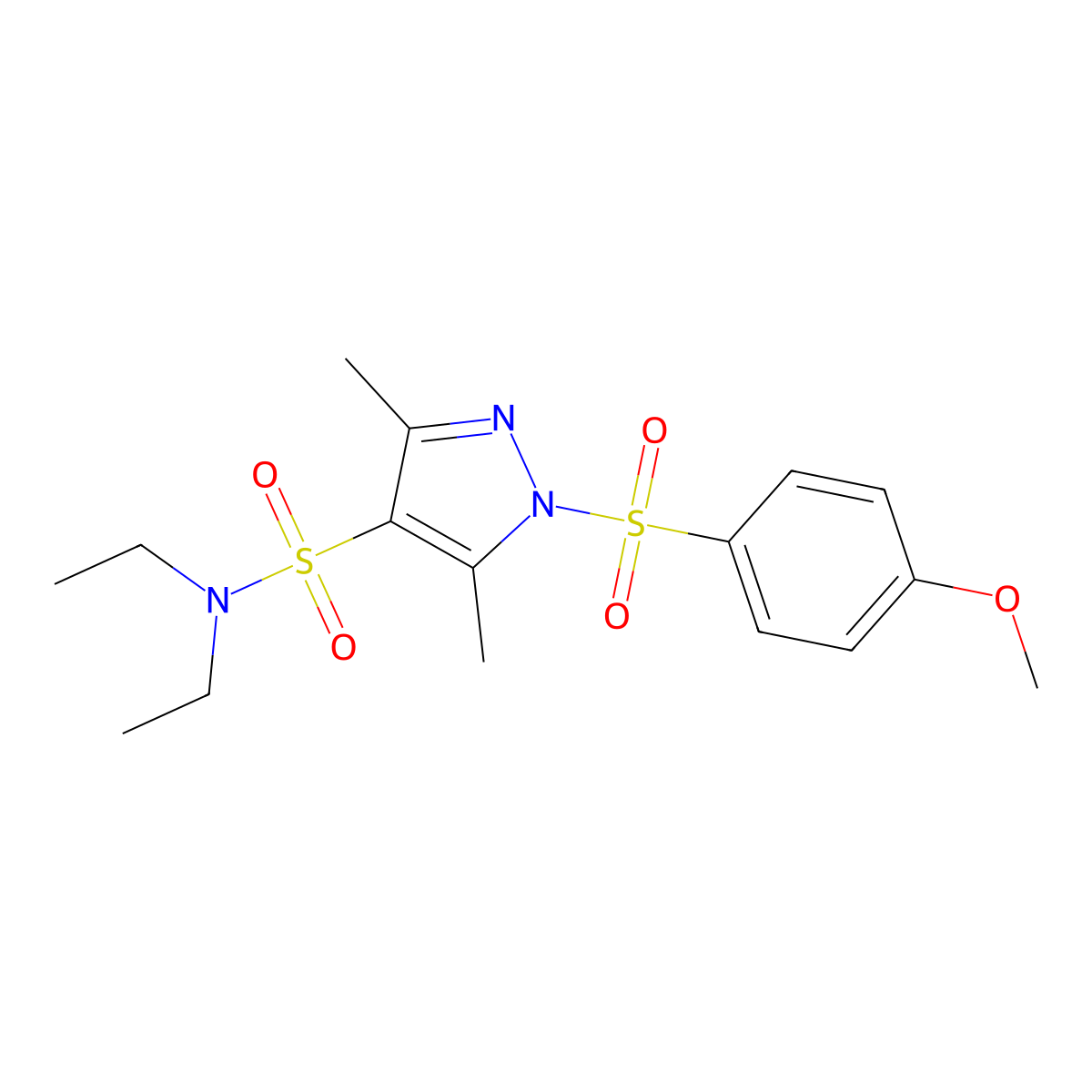 4-[(Diethylamino)sulfonyl]-1-[(4-methoxyphenyl)sulfonyl]-3,5-dimethylpyrazole molecular structure, CAS 1015898-09-5