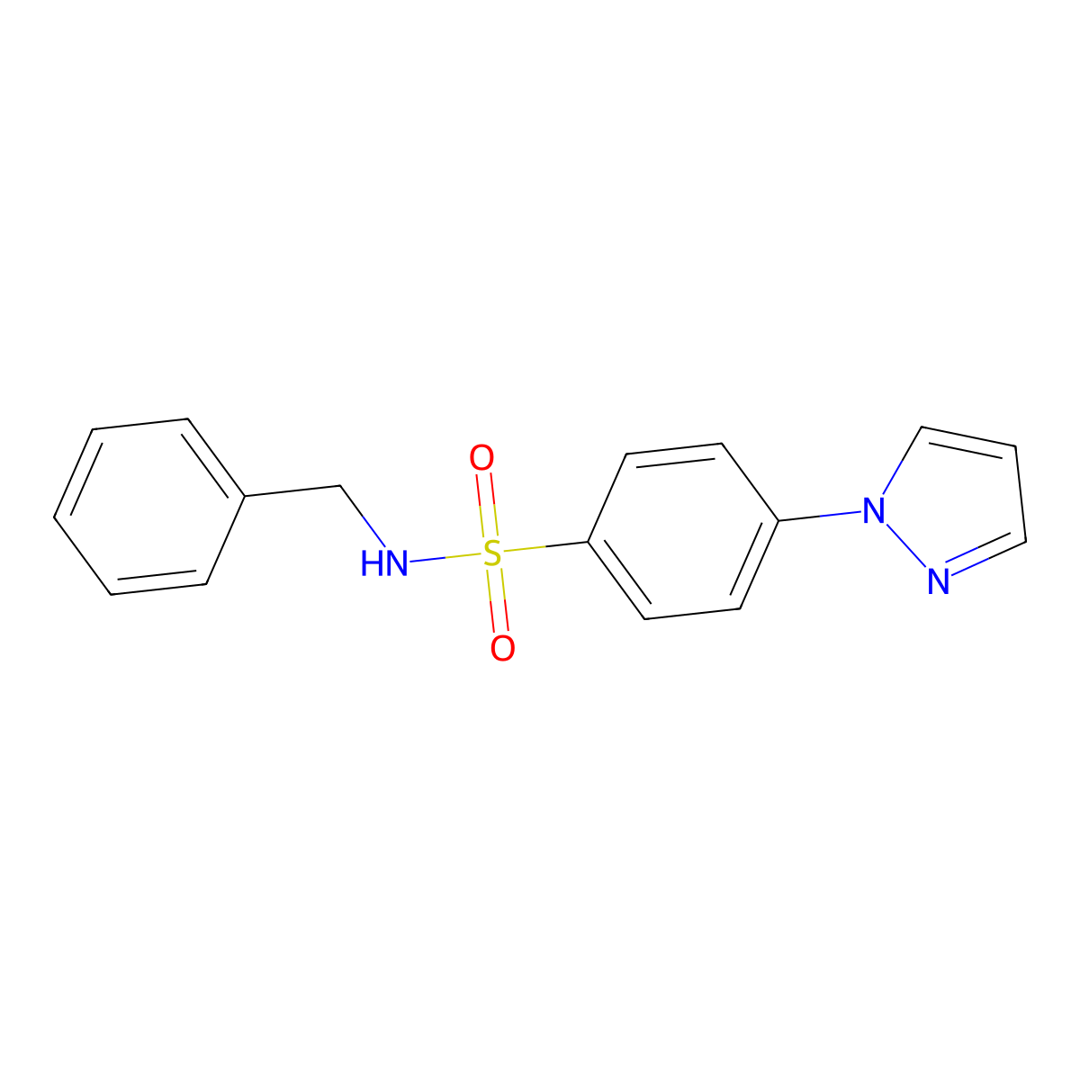 N-benzyl-4-(1H-pyrazol-1-yl)benzenesulfonamide molecular structure, CAS 1015904-62-7