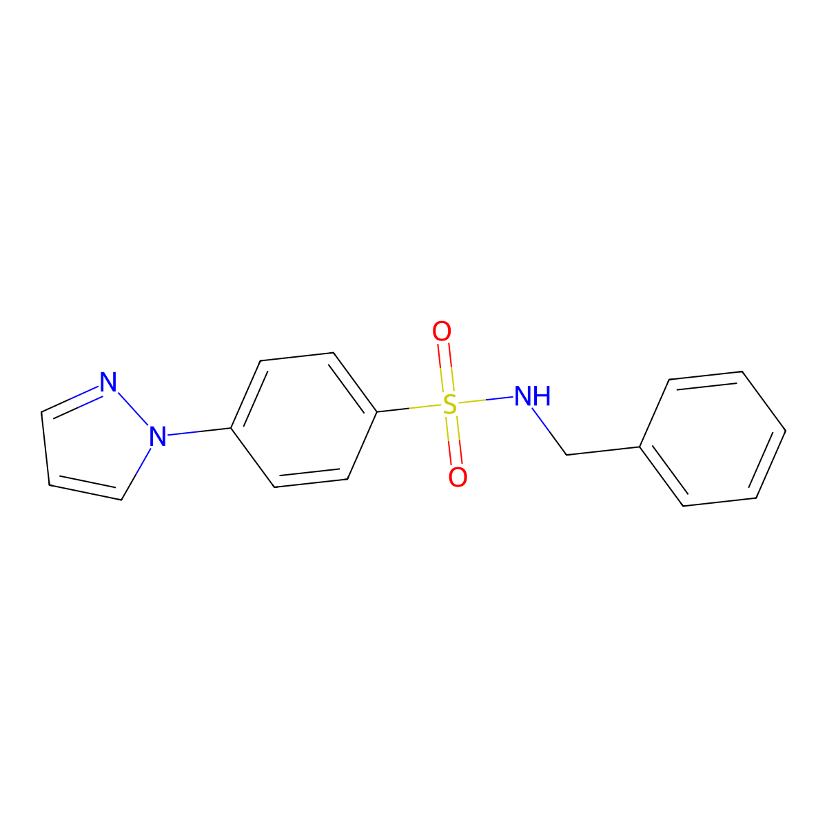 N-benzyl-4-(1H-pyrazol-1-yl)benzenesulfonamide molecular structure, CAS 1015904-62-7